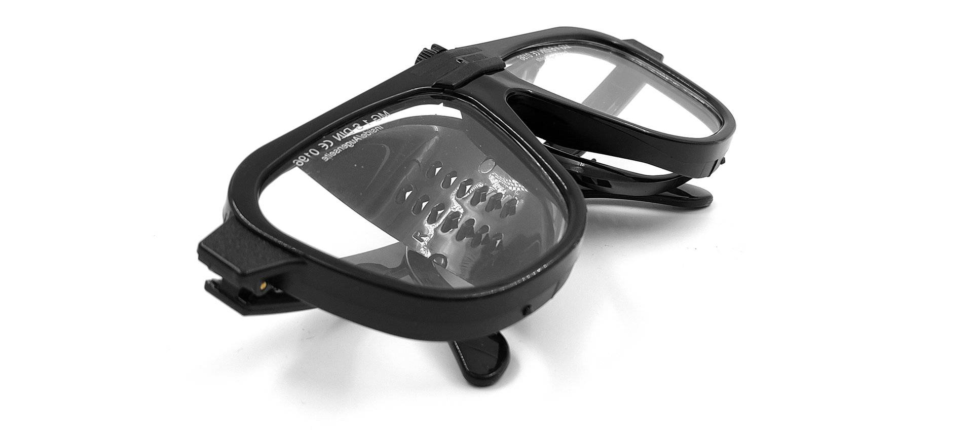 Nylonschutzbrille, schwarz, Formgläser 62 x 52 mm klar und splitterfrei aus Verbundglas!-3