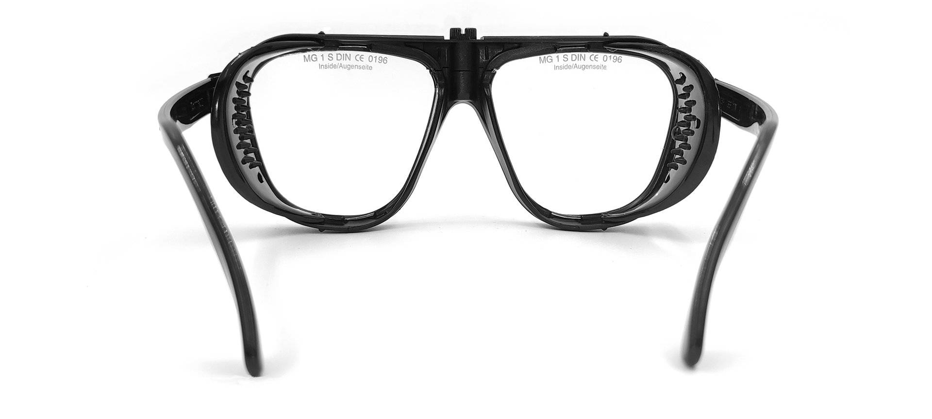 Nylonschutzbrille, schwarz, Formgläser 62 x 52 mm klar und splitterfrei aus Verbundglas!-4
