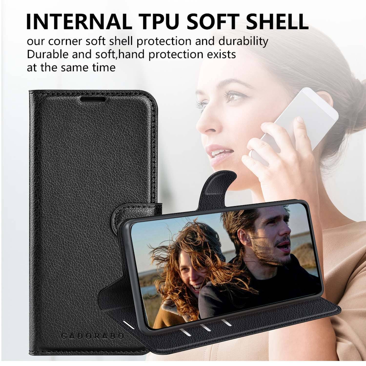 Cadorabo Hülle für Samsung Galaxy A32 5G Schutz Hülle in Schwarz Handyhülle Etui Case Cover Magnetverschluss-2