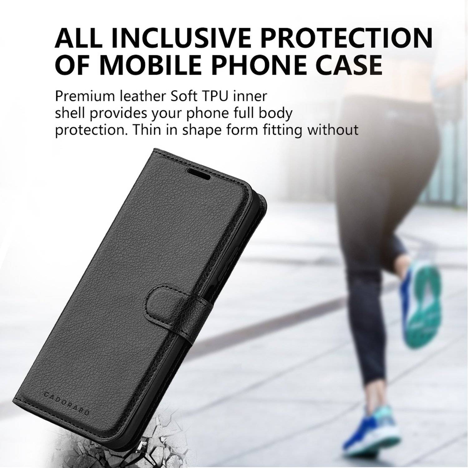 Cadorabo Hülle für Samsung Galaxy A32 5G Schutz Hülle in Schwarz Handyhülle Etui Case Cover Magnetverschluss-3