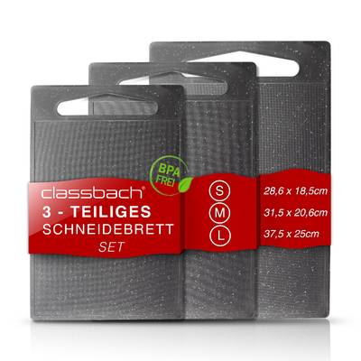 classbach® 3er Schneidebrett-Set C-SB 4012 K, Spülmaschinen geeignet, mit Saftrinne, BPA frei aus PP Kunststoff