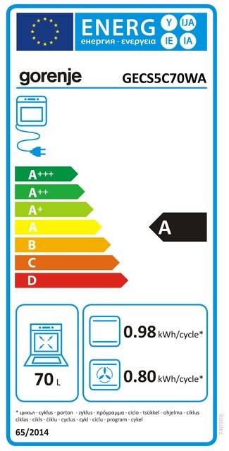 Gorenje Elektroherd Heißluft,70L GECS5C70WA-1