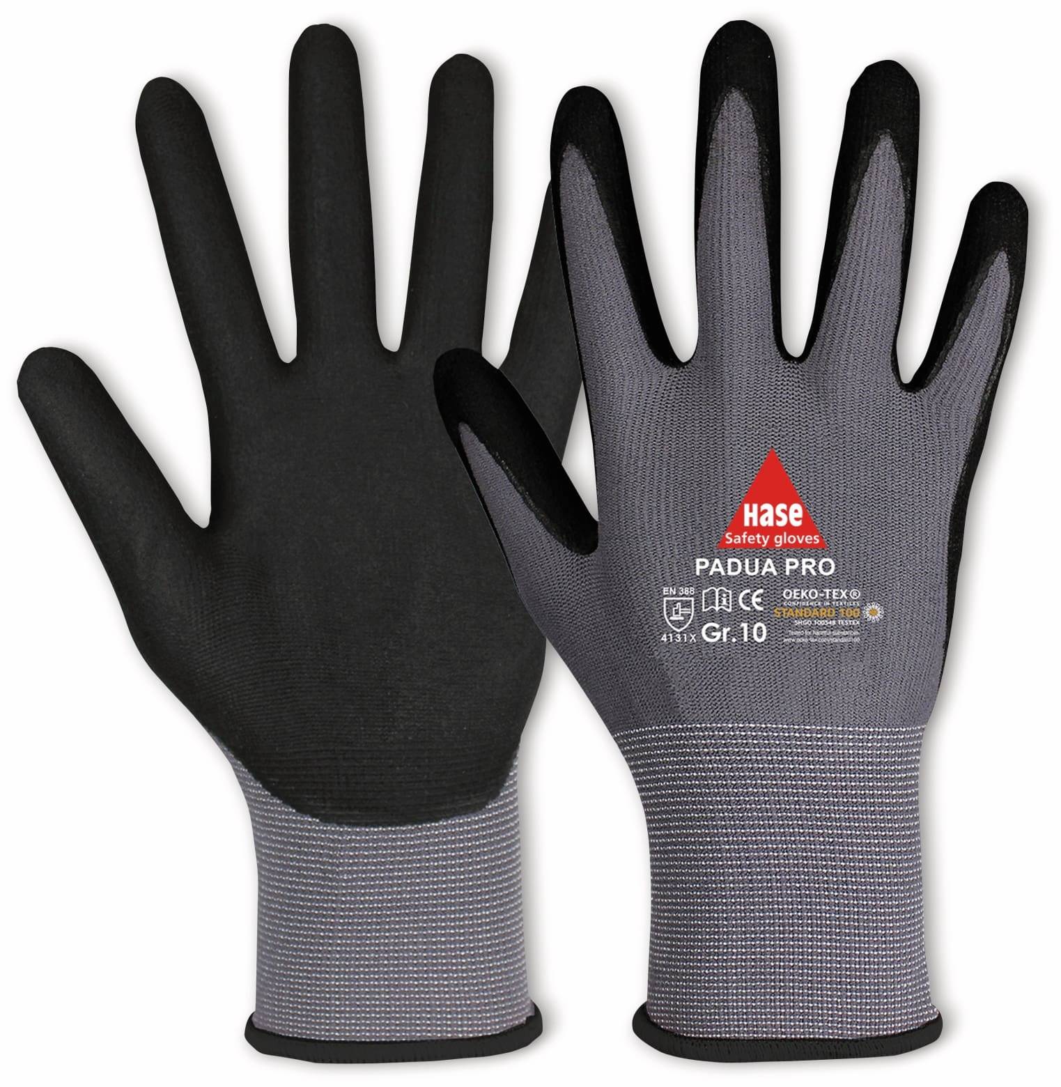 HASE SAFETY GLOVES Arbeitshandschuhe, Padua Pro, EN 388, EN 420, Größe 7, grau/schwarz-0