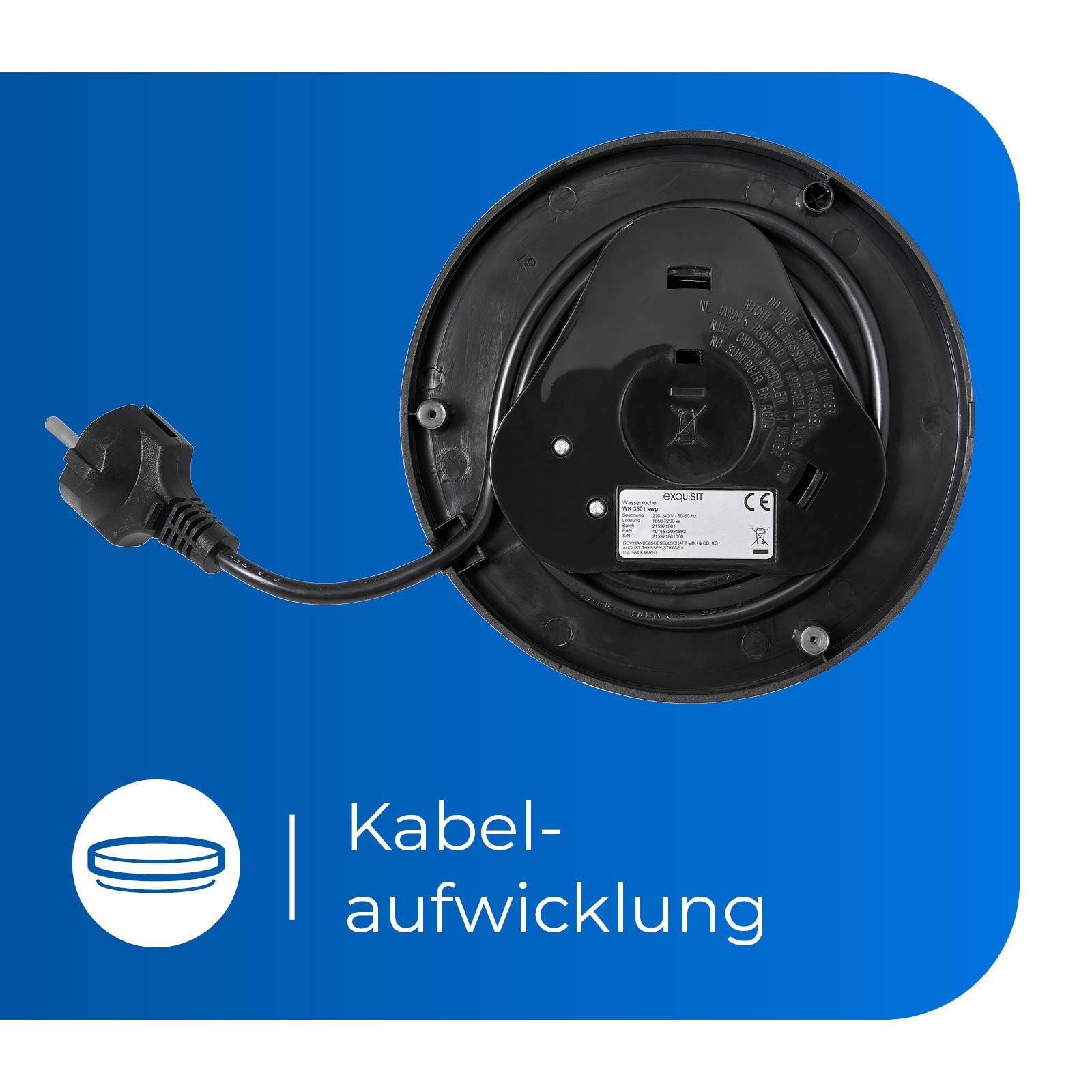 Exquisit Glas Wasserkocher WK 3501 swg | 2 L Füllmenge | 2200 W Leistung | inkl. Abschaltautomatik | schwarz-3