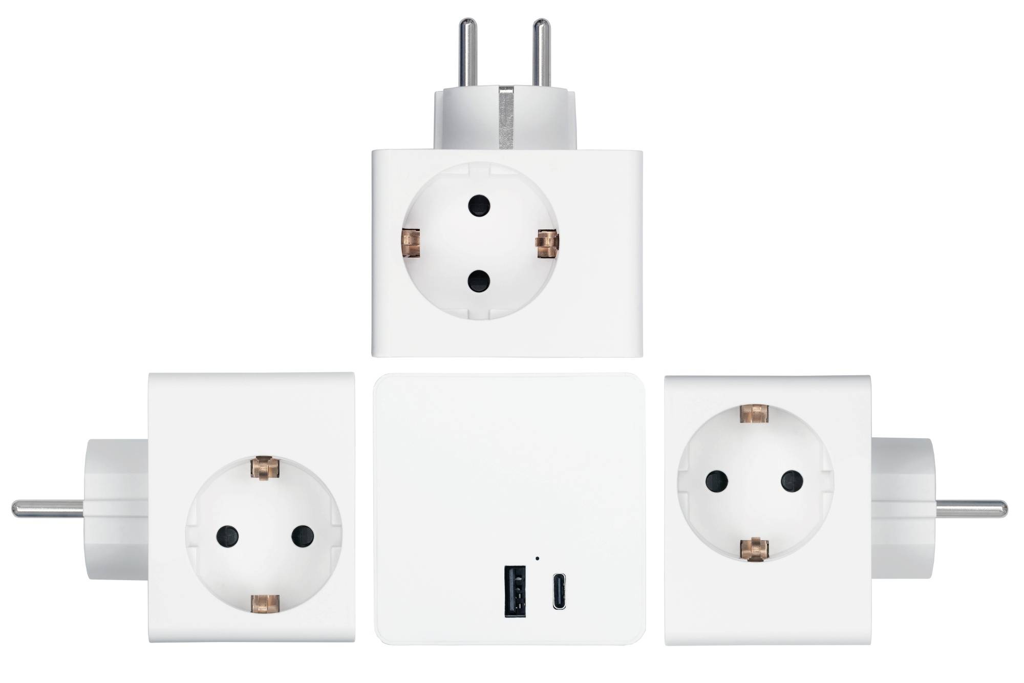 Steckdosenwürfel mit 3x Schutzkontakt-Buchse, USB-C™ (20W, PD 3.0) und USB-A Buchse (18W), weiß-5