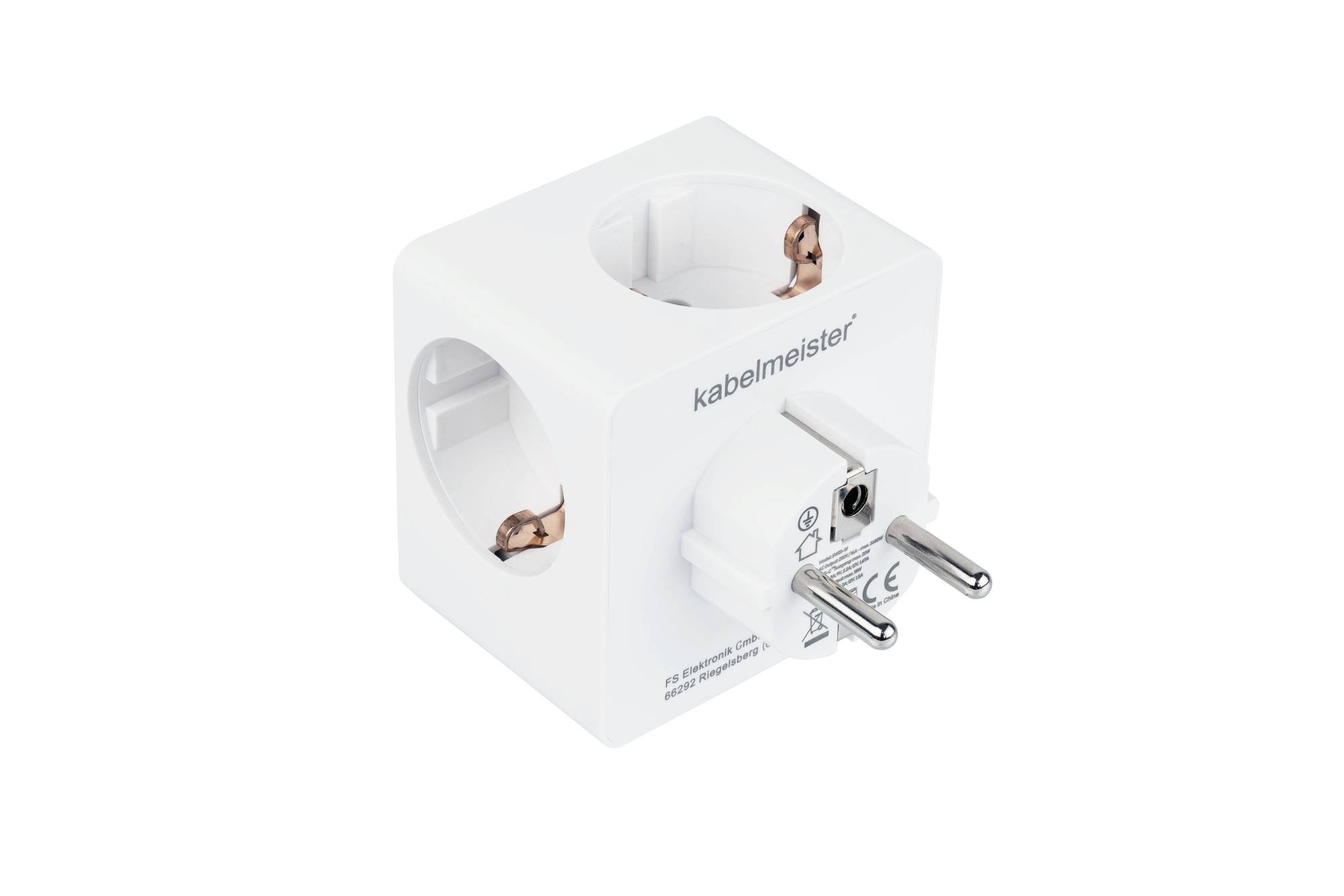Steckdosenwürfel mit 3x Schutzkontakt-Buchse, USB-C™ (20W, PD 3.0) und USB-A Buchse (18W), weiß-1