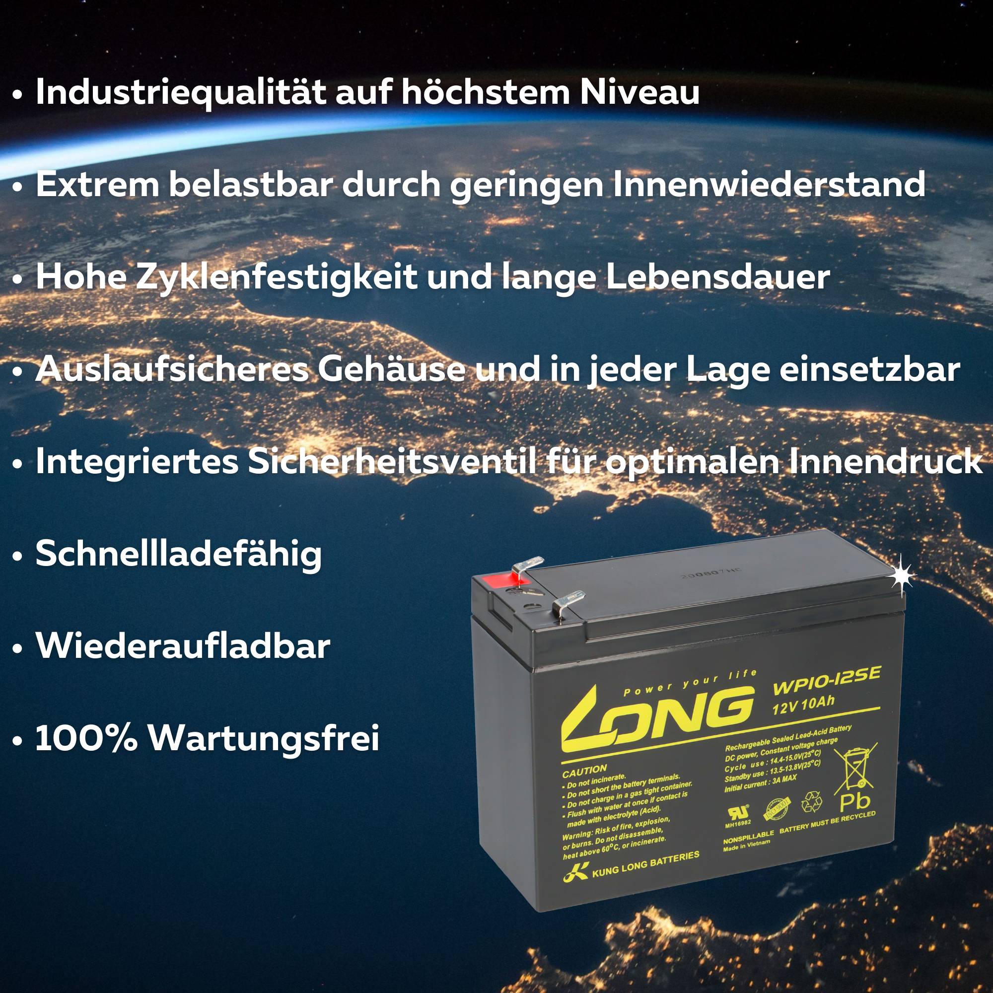 Kung Long WP10-12SE 12V 10Ah AGM Bleiakku F2 6,3mm zyklenfest-3