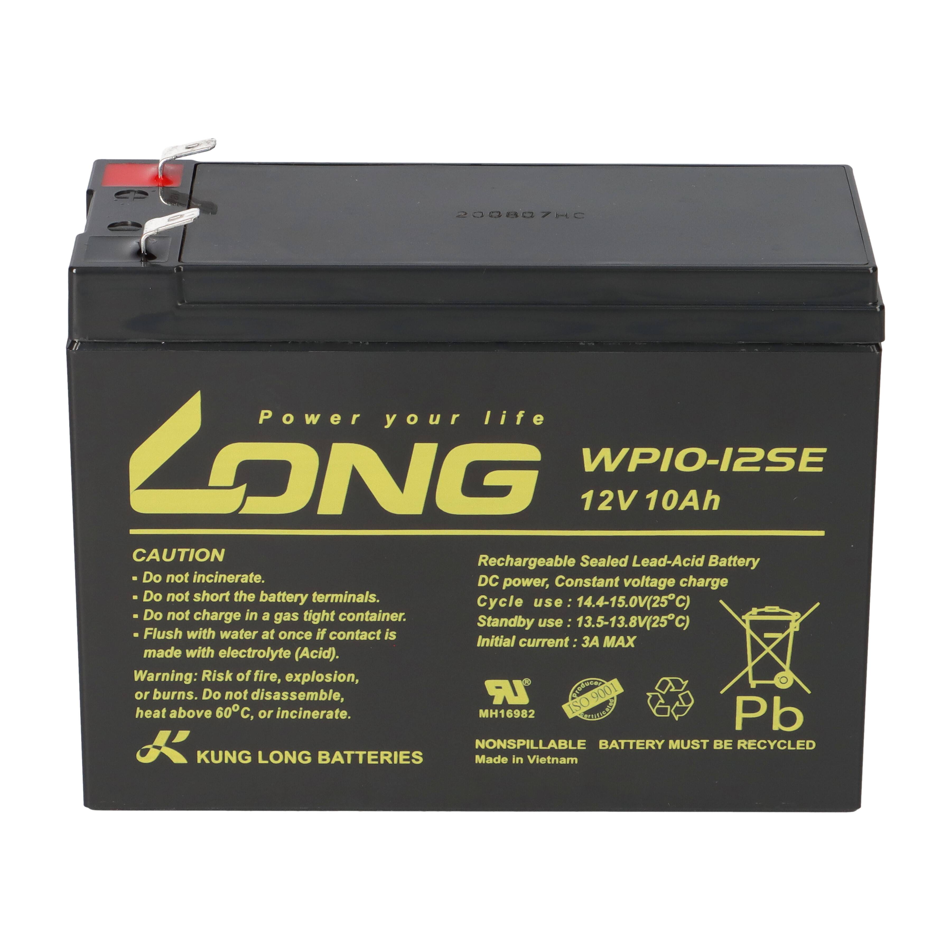 Kung Long WP10-12SE 12V 10Ah AGM Bleiakku F2 6,3mm zyklenfest-4