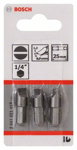 Bosch 3x Schrauberbit Extra-Hart, S 1,2 x 8,0, 25 mm - 2607001468-1