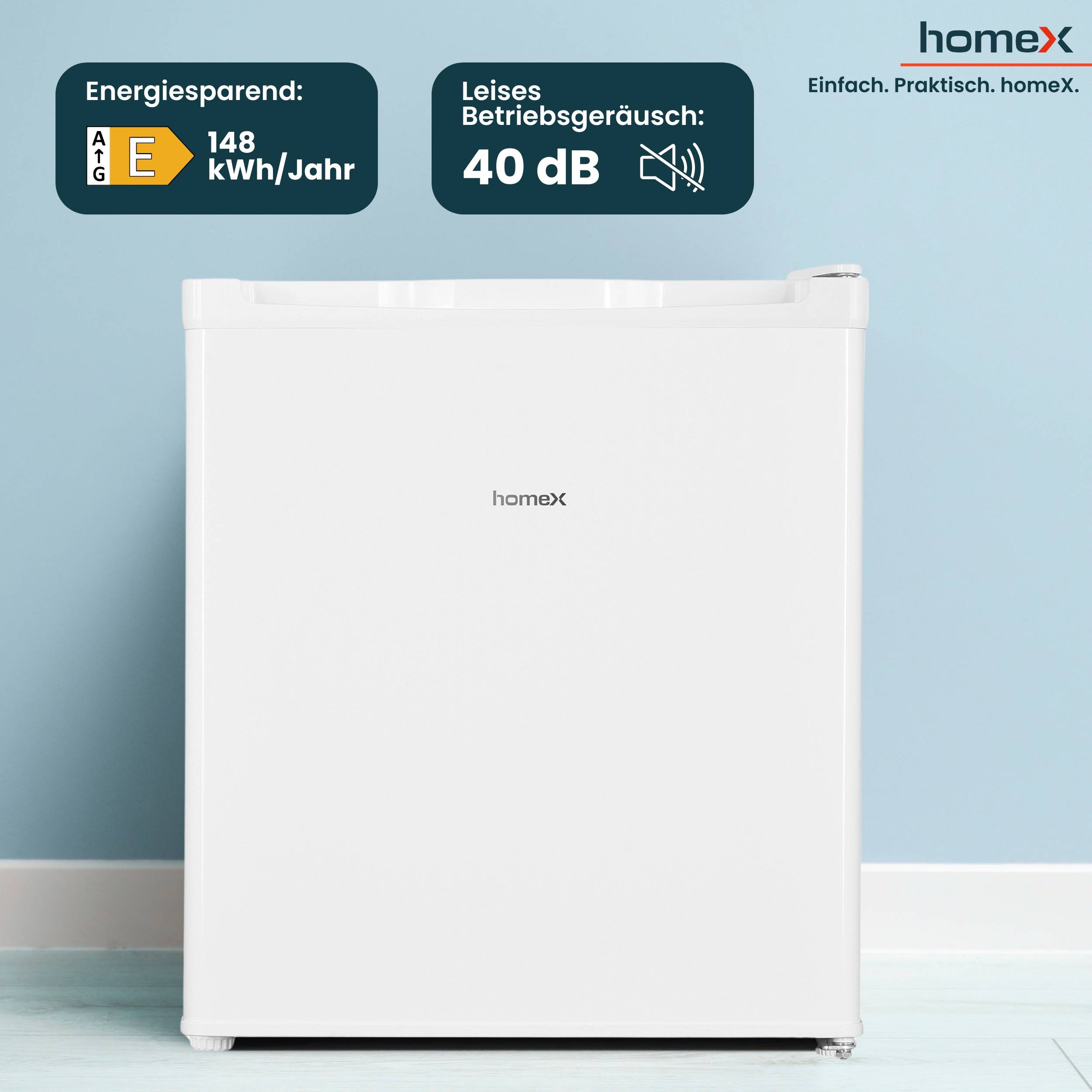 homeX Mini Gefrierschrank, Gefriertruhe klein - 33L Nutzinhalt, 4-Sterne Gefrierbox, Freezer, Tiefkühlschrank, FM1015-W-3