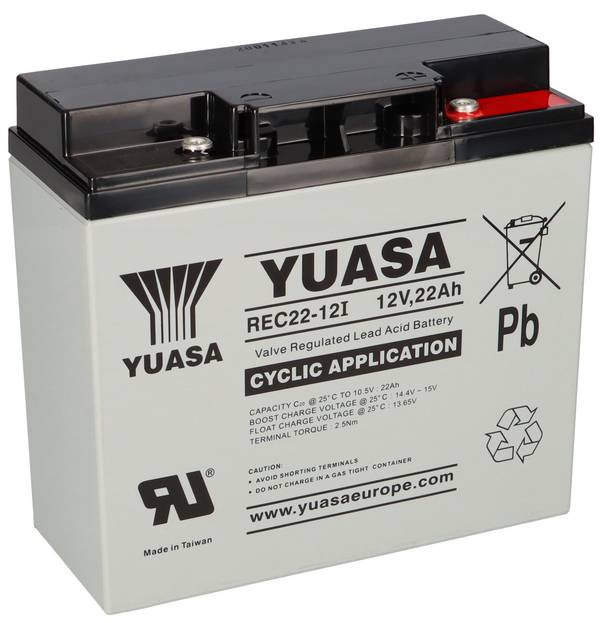 Yuasa REC22-12I zyklenfester AGM-Bleiakku 12V 22Ah – M5-Innengewinde