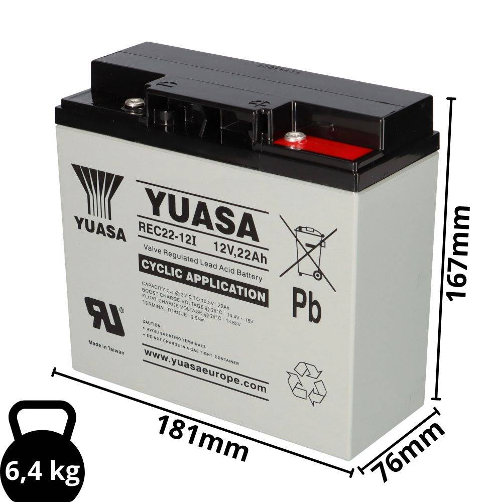 Yuasa REC22-12I zyklenfester AGM-Bleiakku 12V 22Ah – M5-Innengewinde-1