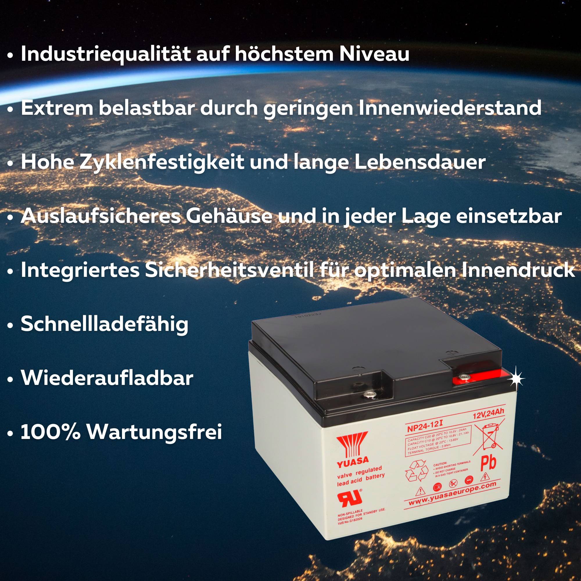 Yuasa NP24-12I AGM-Bleiakku 12V 24Ah VdS – M5-Innengewinde-2