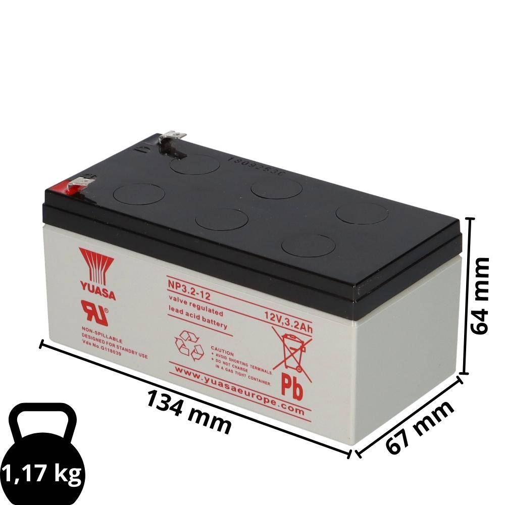 Yuasa NP3.2-12 AGM-Bleiakku 12V 3,2Ah – Faston F1 4,8 mm-3