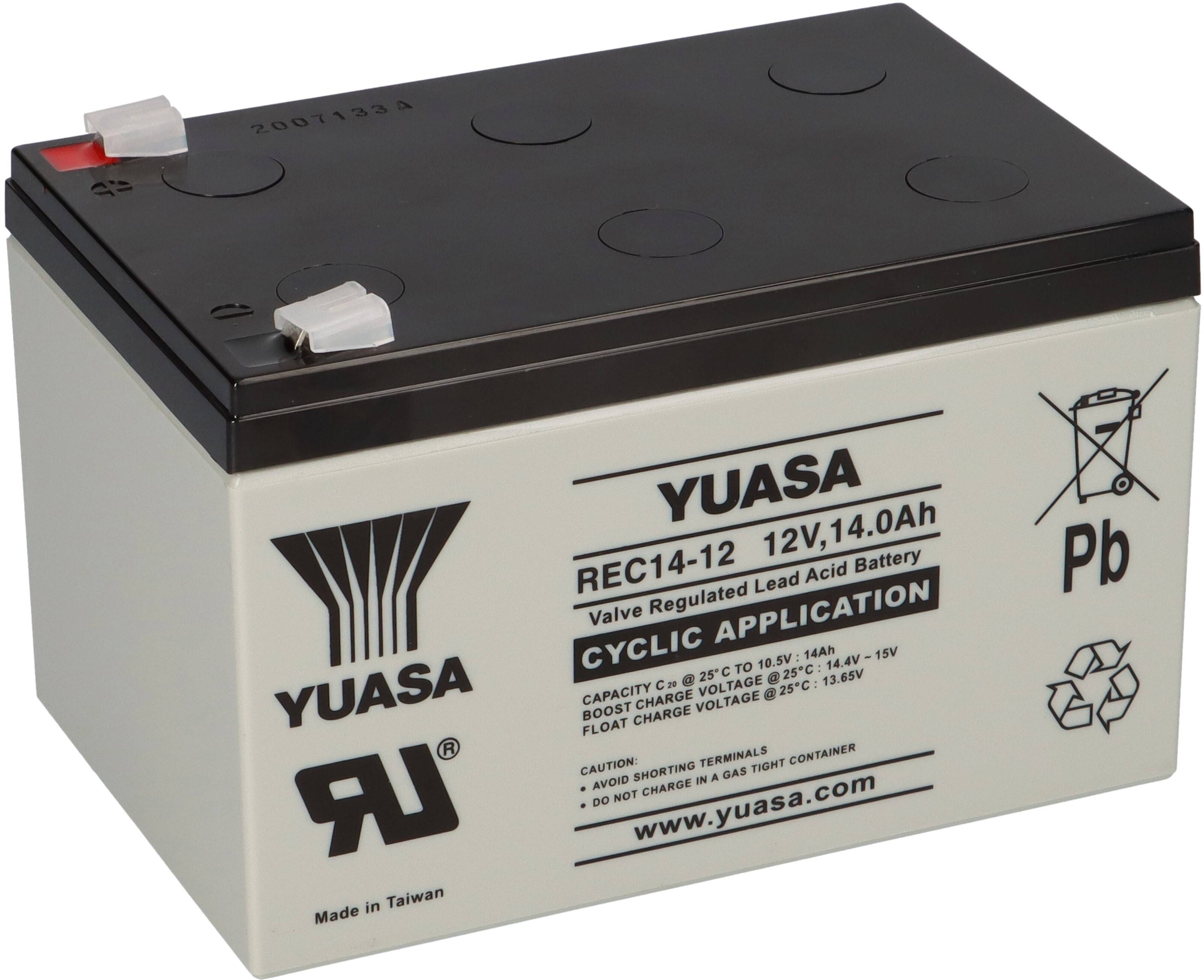 Yuasa REC14-12 zyklenfester AGM-Bleiakku 12V 14Ah – Faston F2 6,3 mm-0