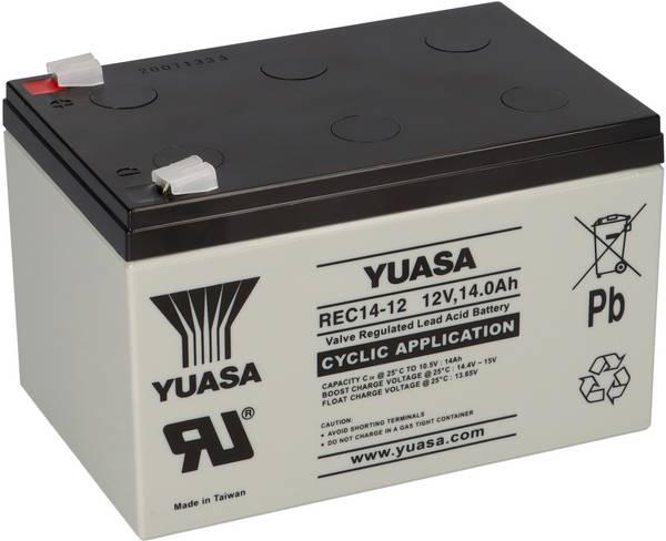 Yuasa REC14-12 zyklenfester AGM-Bleiakku 12V 14Ah – Faston F2 6,3 mm