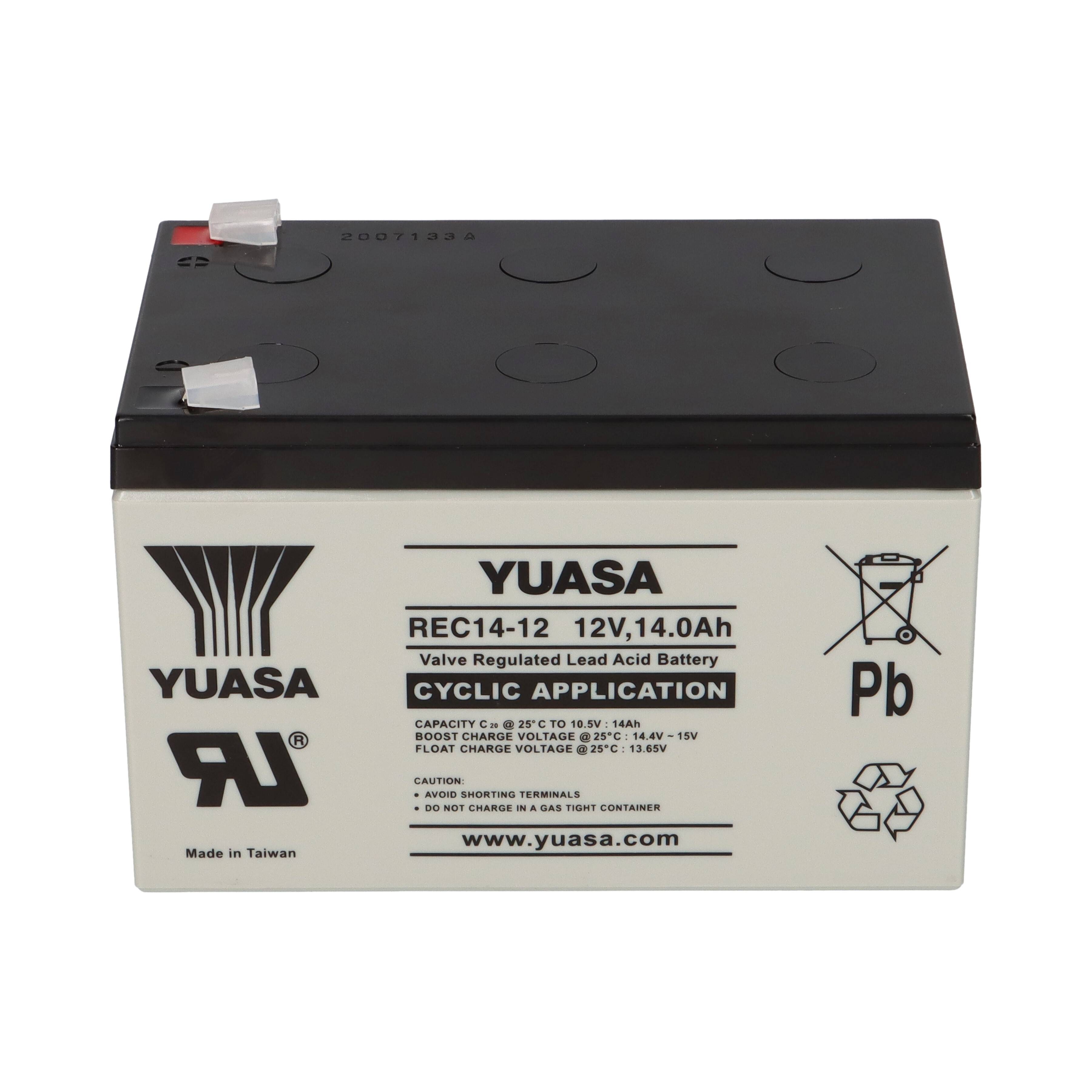Yuasa REC14-12 zyklenfester AGM-Bleiakku 12V 14Ah – Faston F2 6,3 mm-3