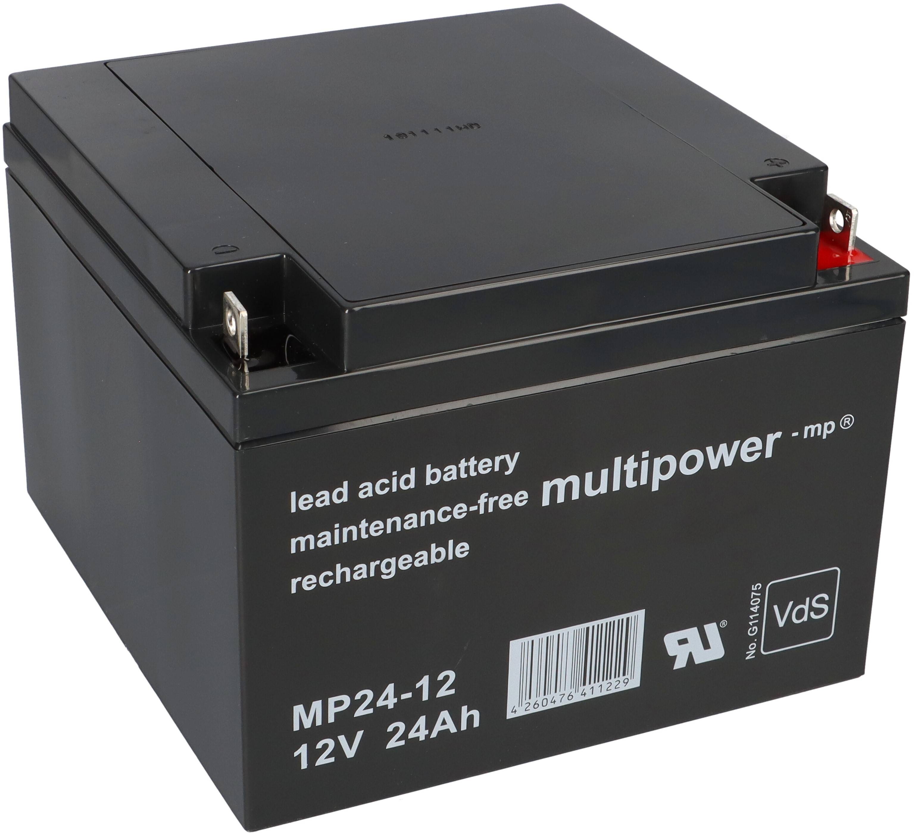 Multipower MP24-12 AGM Bleiakku 12V 24Ah M5 Schraubanschluss für USV, Notstrom & Sicherheitstechnik-0