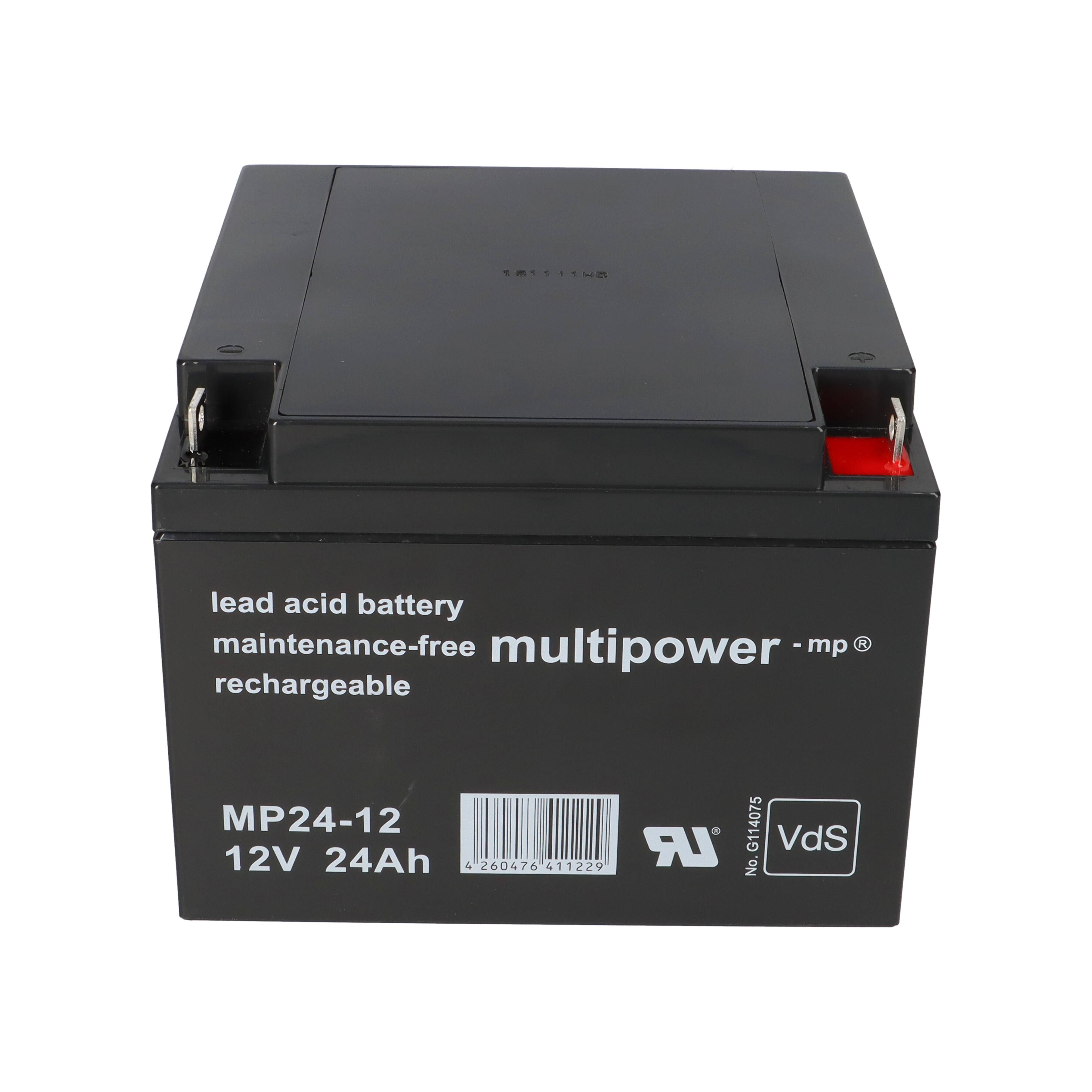 Multipower MP24-12 AGM Bleiakku 12V 24Ah M5 Schraubanschluss für USV, Notstrom & Sicherheitstechnik-2