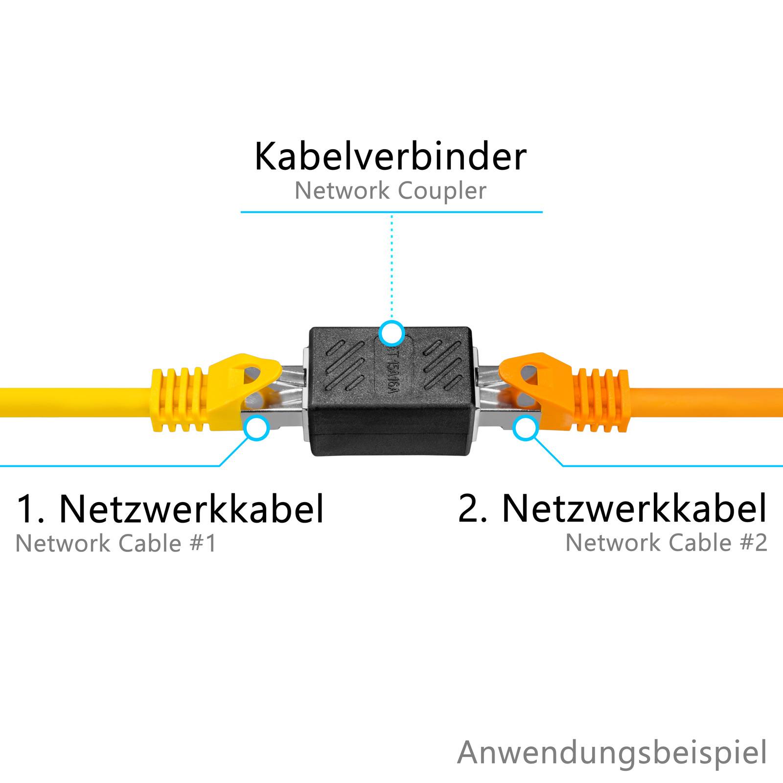 hb-digital Patchkabel Verbinder CAT 6a Netzwerk Steckverbinder RJ45 Netzwerkkabel Adapter Indoor-3