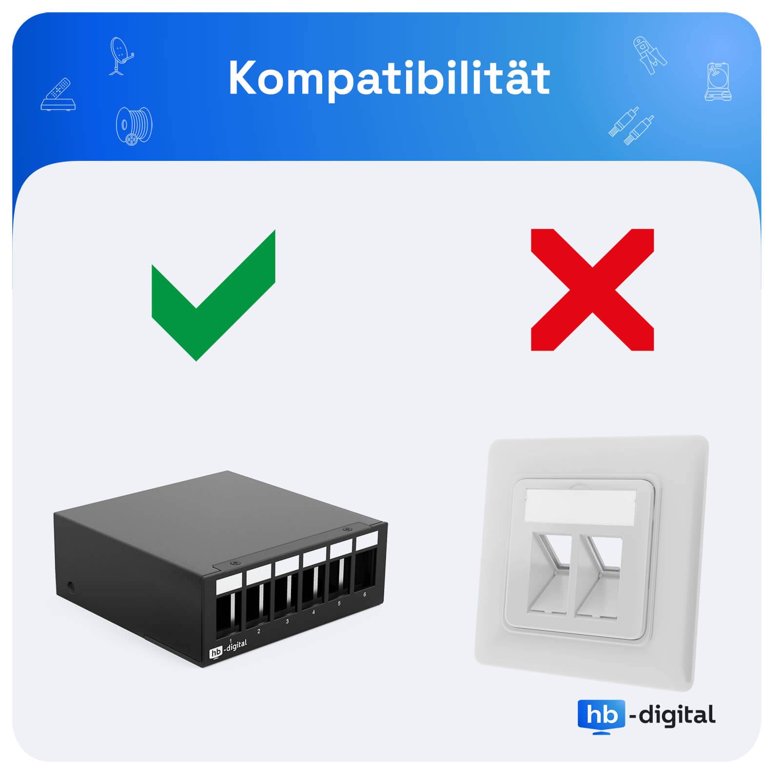 hb-digital Keystone LAN Kabel Verbinder CAT 7 Netzwerkkabel Adapter Steckverbinder-2