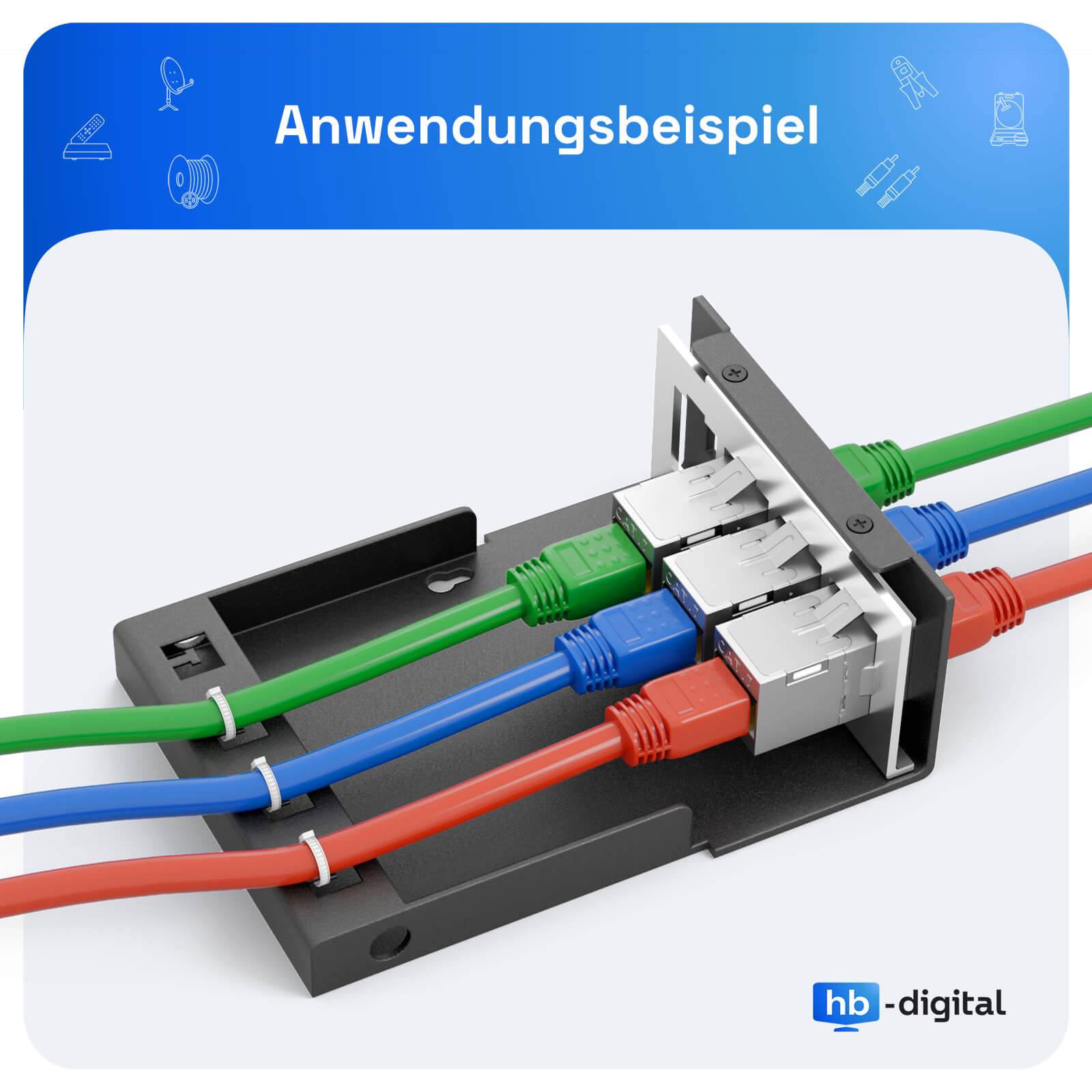 hb-digital Keystone LAN Kabel Verbinder CAT 7 Netzwerkkabel Adapter Steckverbinder-3