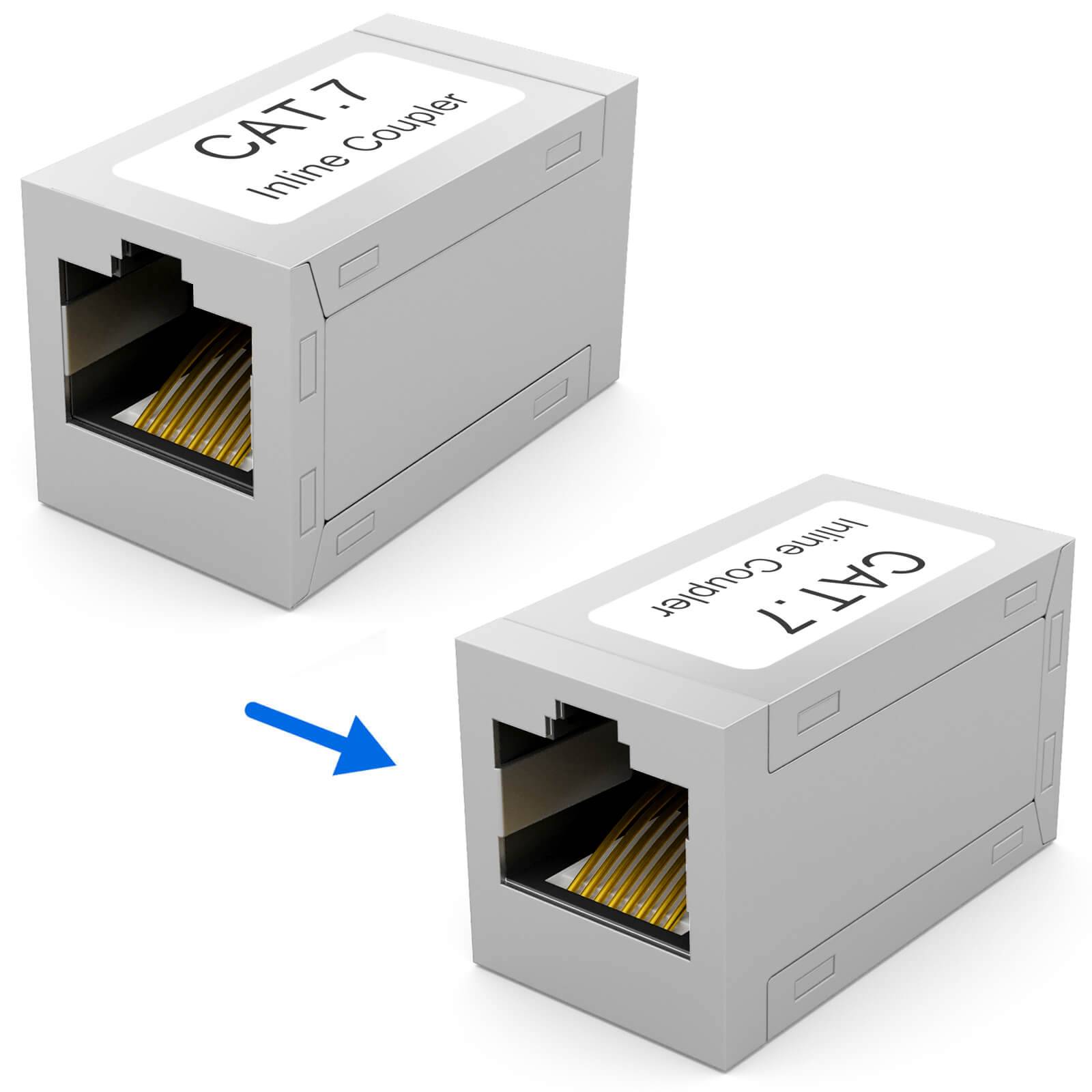 hb-digital Kabel Verbinder CAT 7 Patchkabelkupplung RJ45 Netzwerkkabel Adapter Indoor verchromt-1
