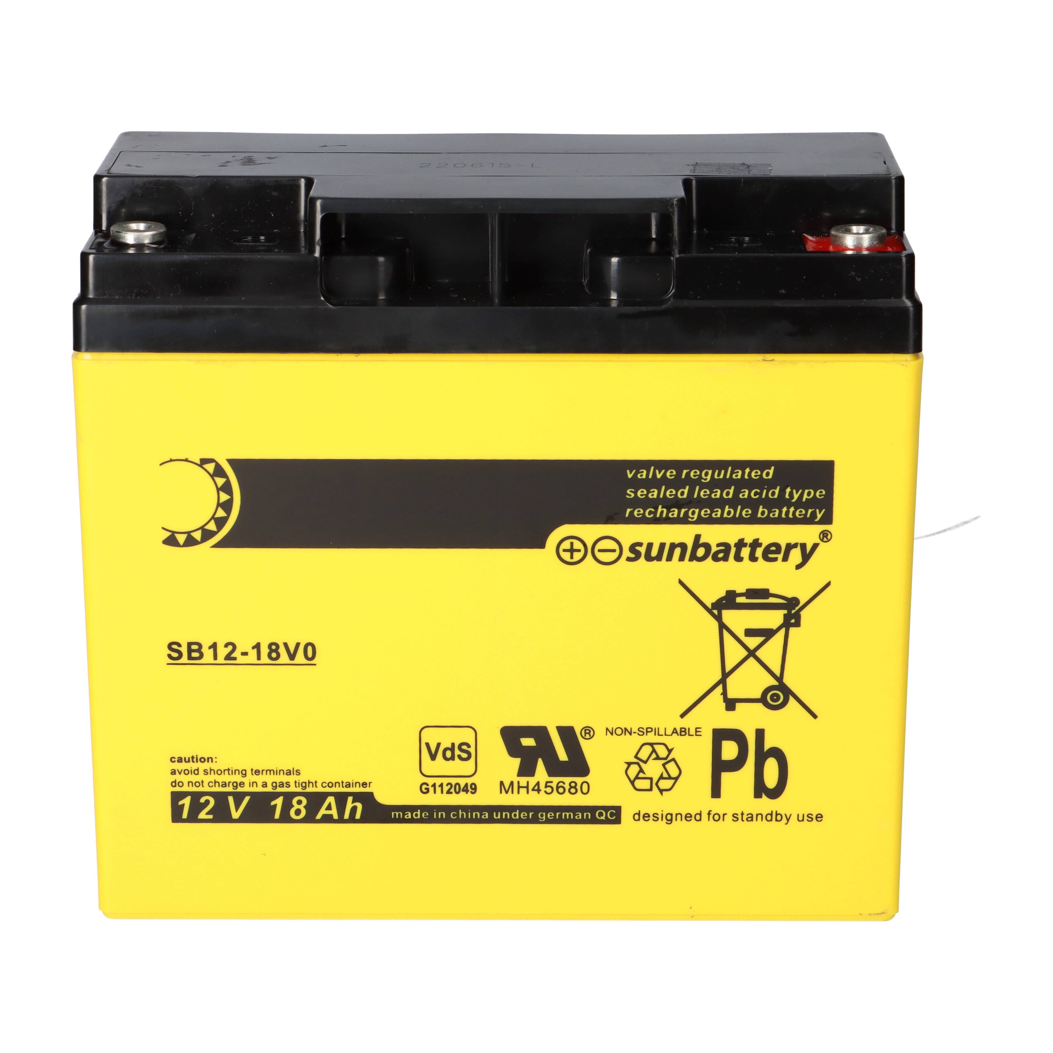 SUN Battery SB12-18V0 AGM Akku 12V 18Ah F-M5 / M5-Innengewinde-1