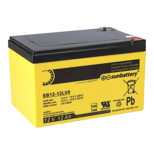 SUN Battery SB12-12LV0 AGM Akku 12V 12Ah T2 / Faston 6,3 mm