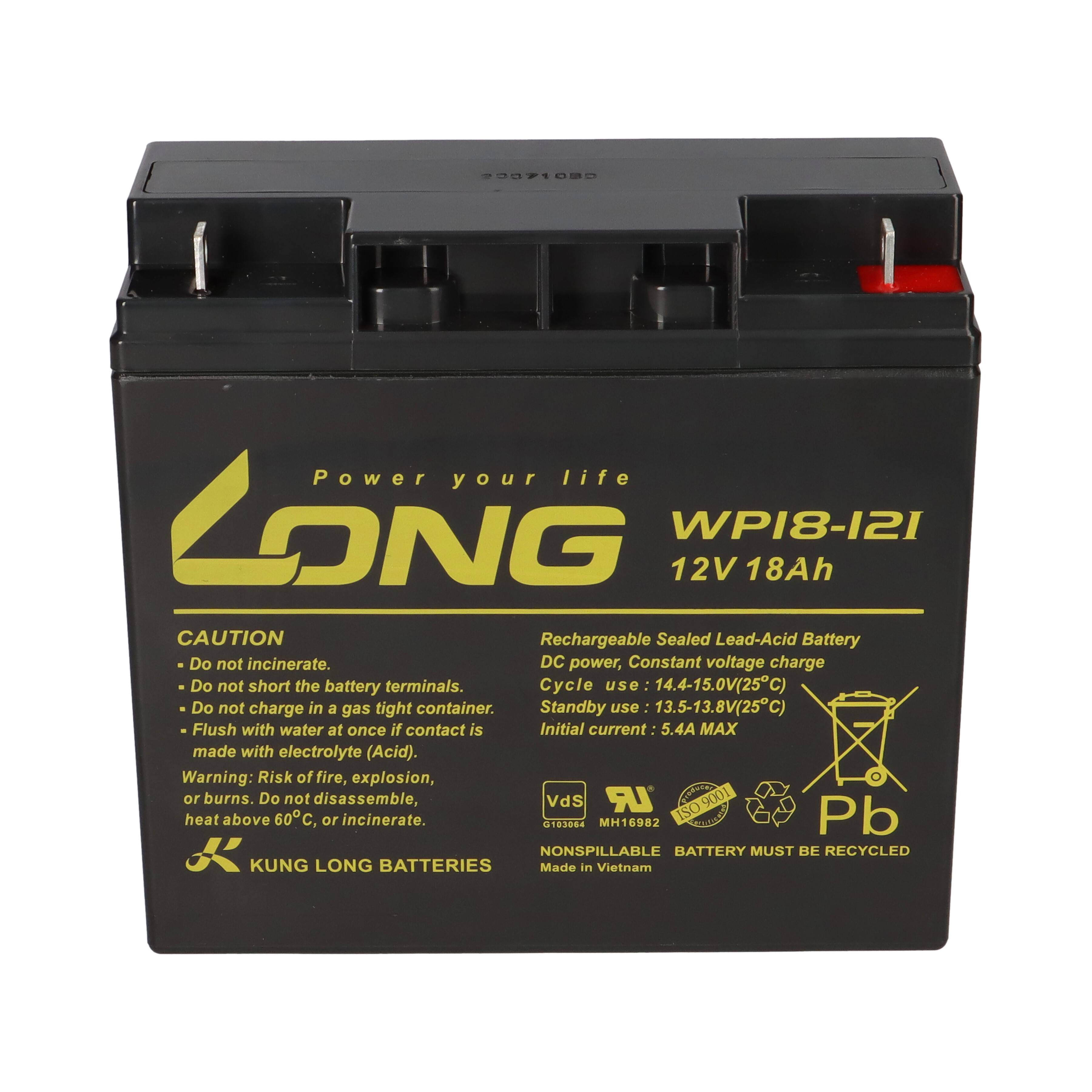 Kung Long WP18-12I 12V 18Ah AGM Bleiakku M5 VdS-1