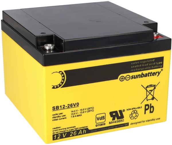 SUN Battery SB12-26V0 AGM Akku 12V 26Ah F-M5 / M5-Innengewinde