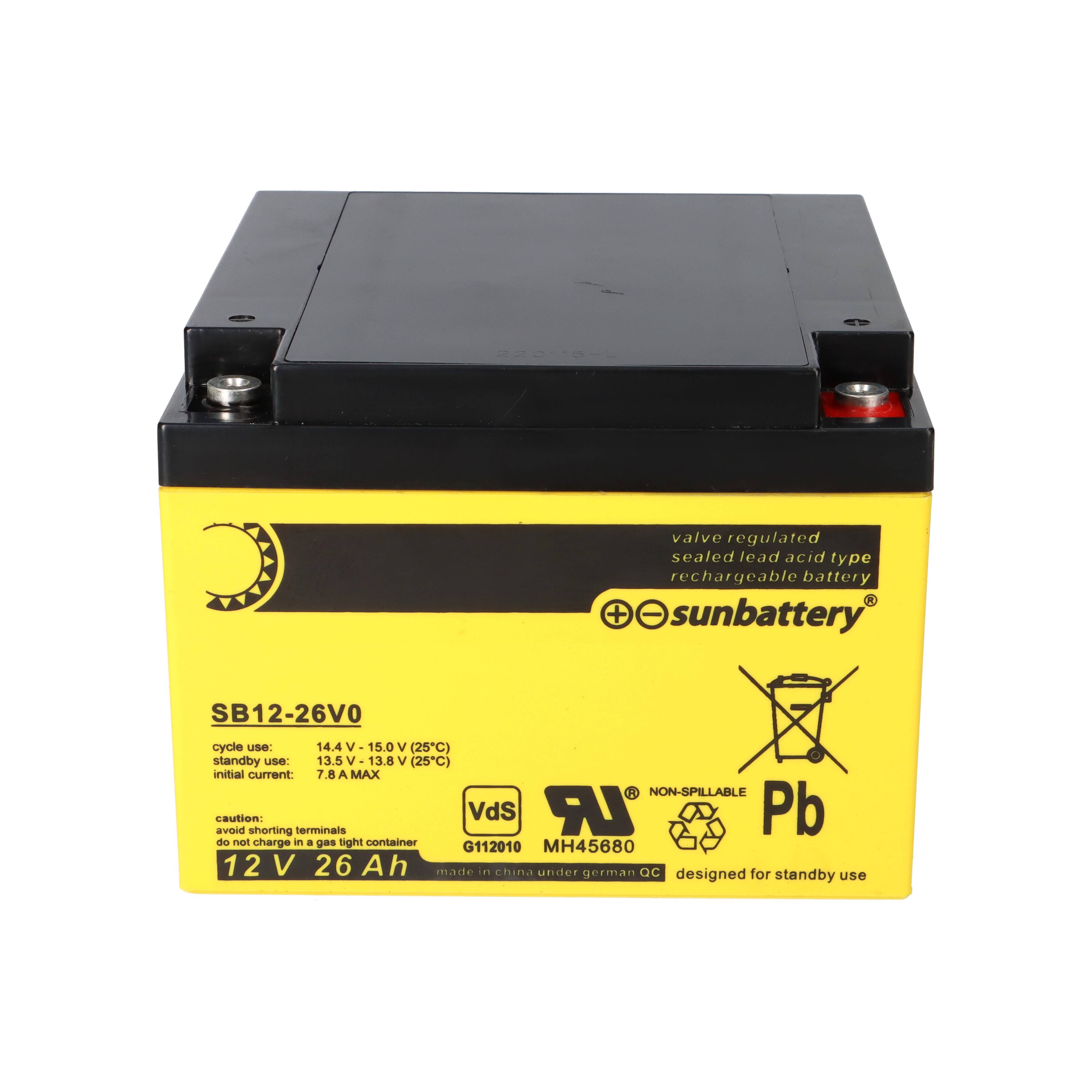 SUN Battery SB12-26V0 AGM Akku 12V 26Ah F-M5 / M5-Innengewinde-1