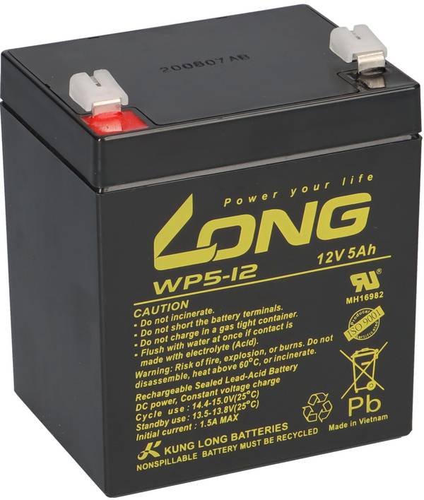 Kung Long WP5-12 12V 5Ah AGM Bleiakku F2 6,3mm