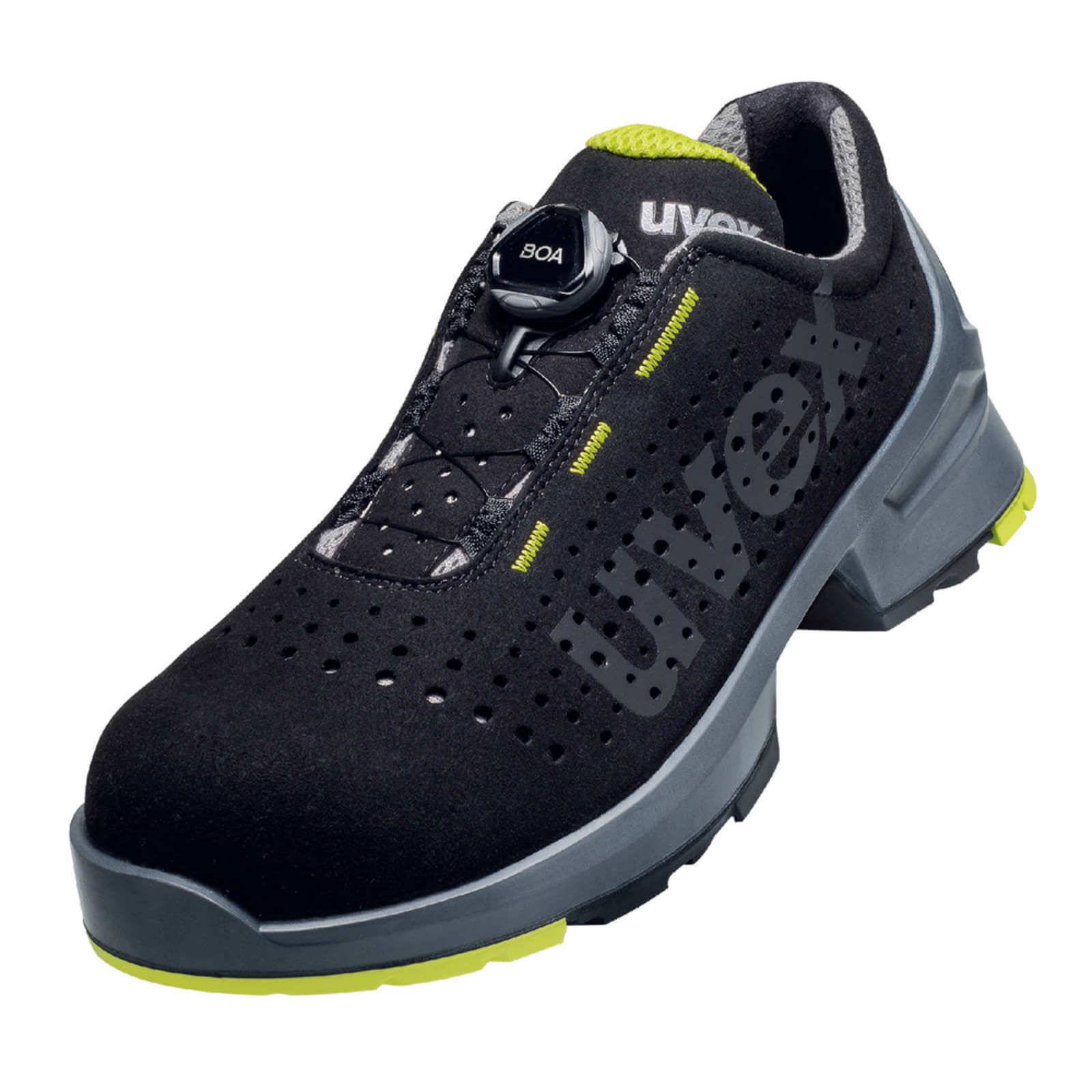 Uvex 85438, Unisex, Erwachsener, Sicherheitsschuhe, Schwarz, Limette, ESD, S1, SRC, Speed-Schnürsenkel-0