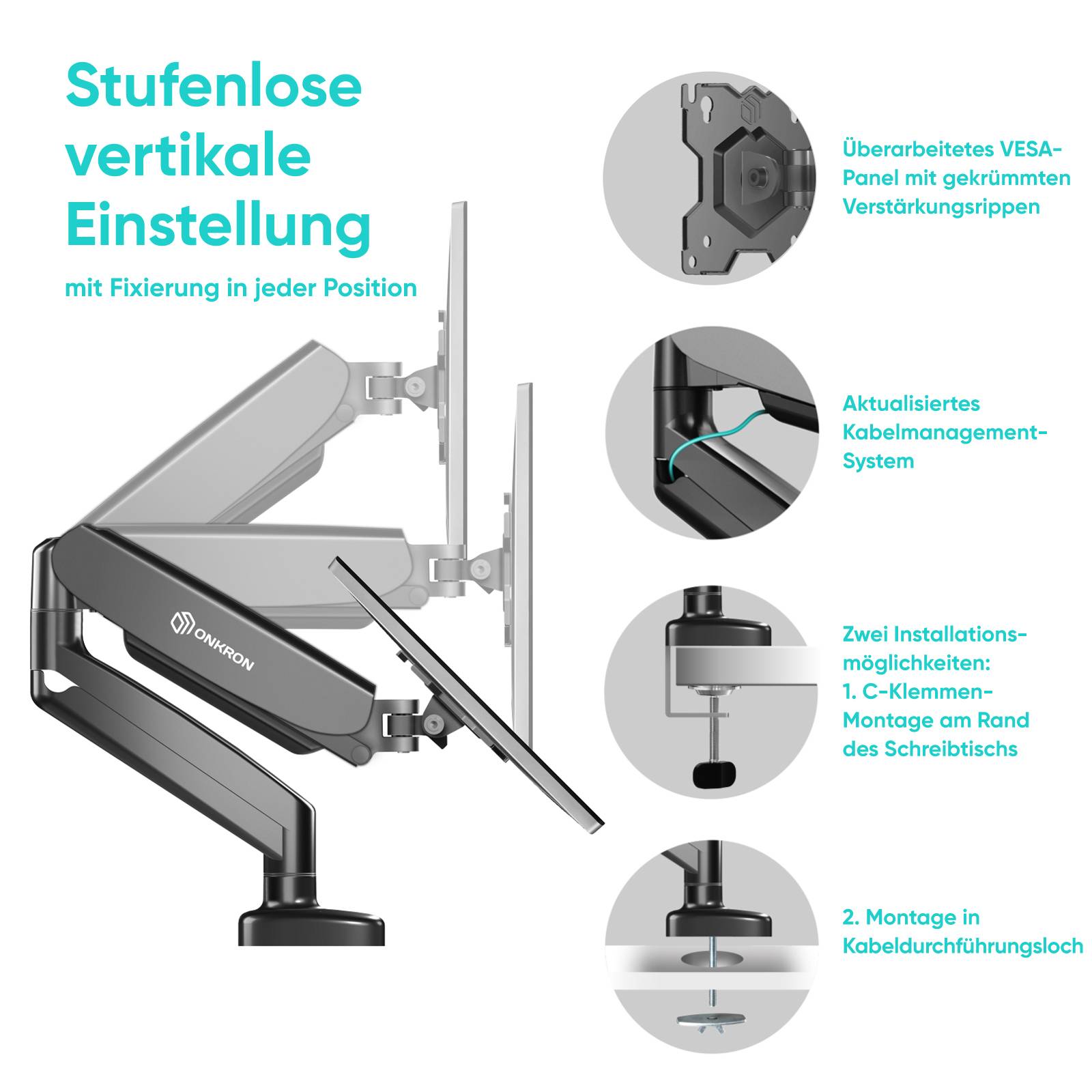 ONKRON 13"-32", 8 kg max, VESA 75x75-100x100, G50-B-1