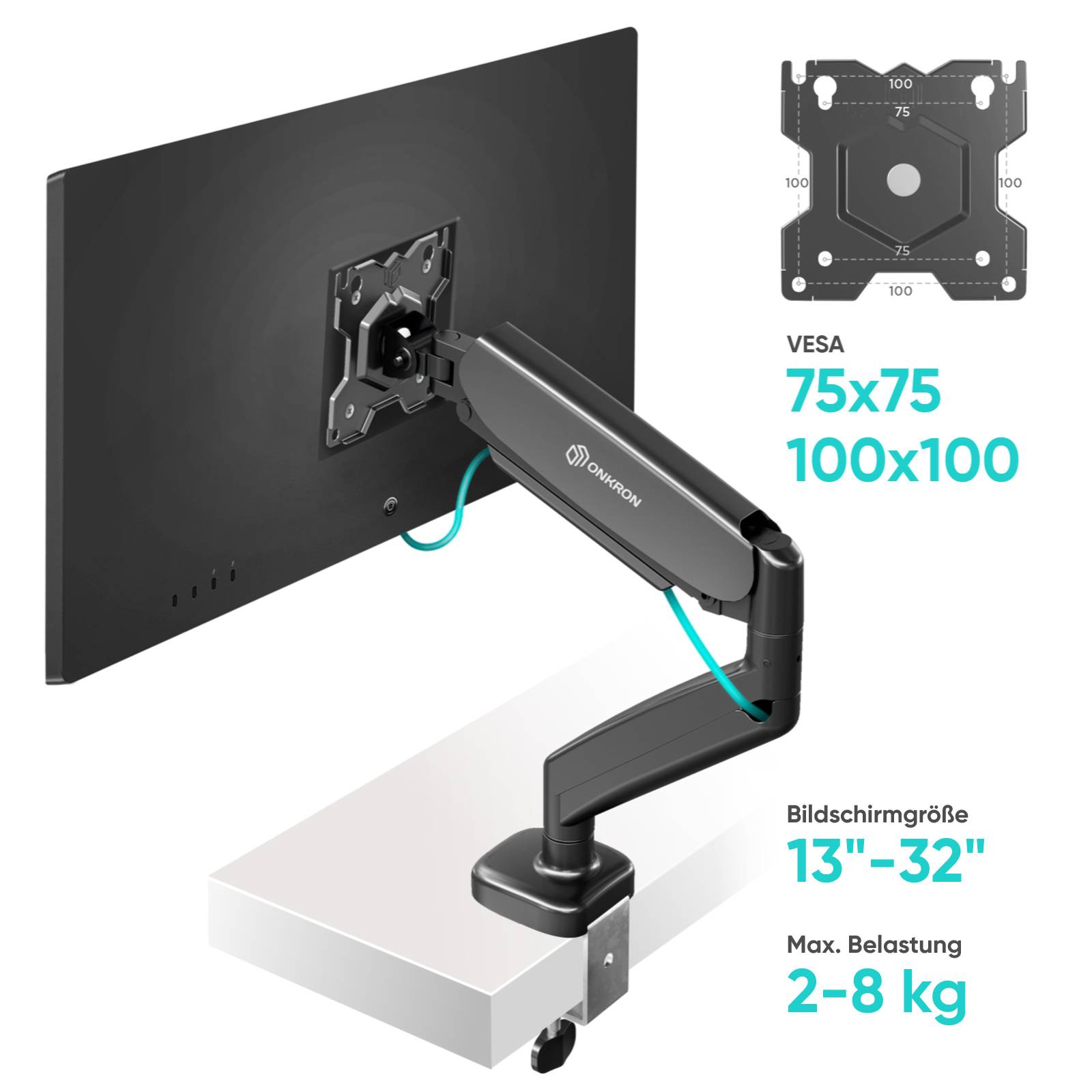ONKRON 13"-32", 8 kg max, VESA 75x75-100x100, G50-B-2