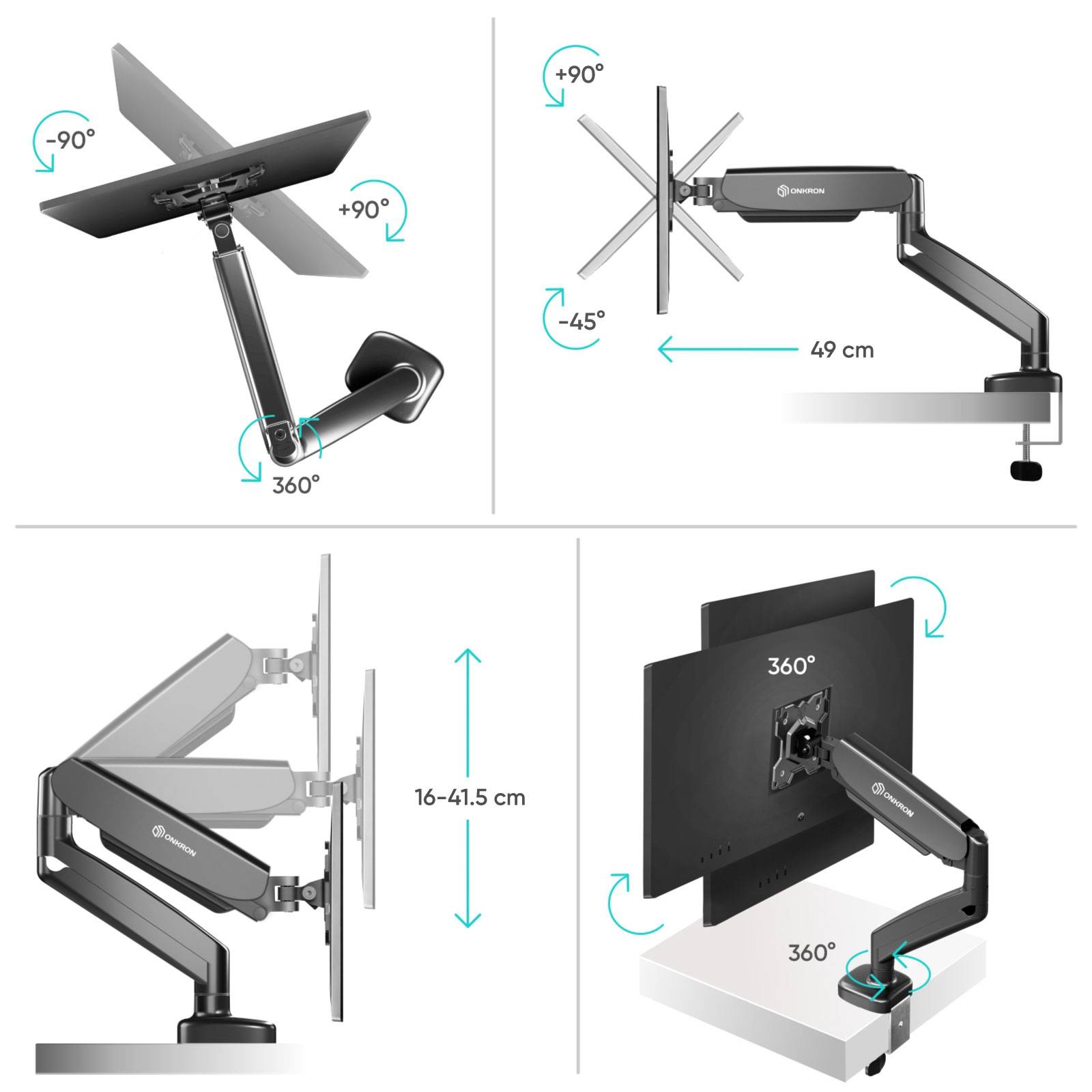 ONKRON 13"-32", 8 kg max, VESA 75x75-100x100, G50-B-3