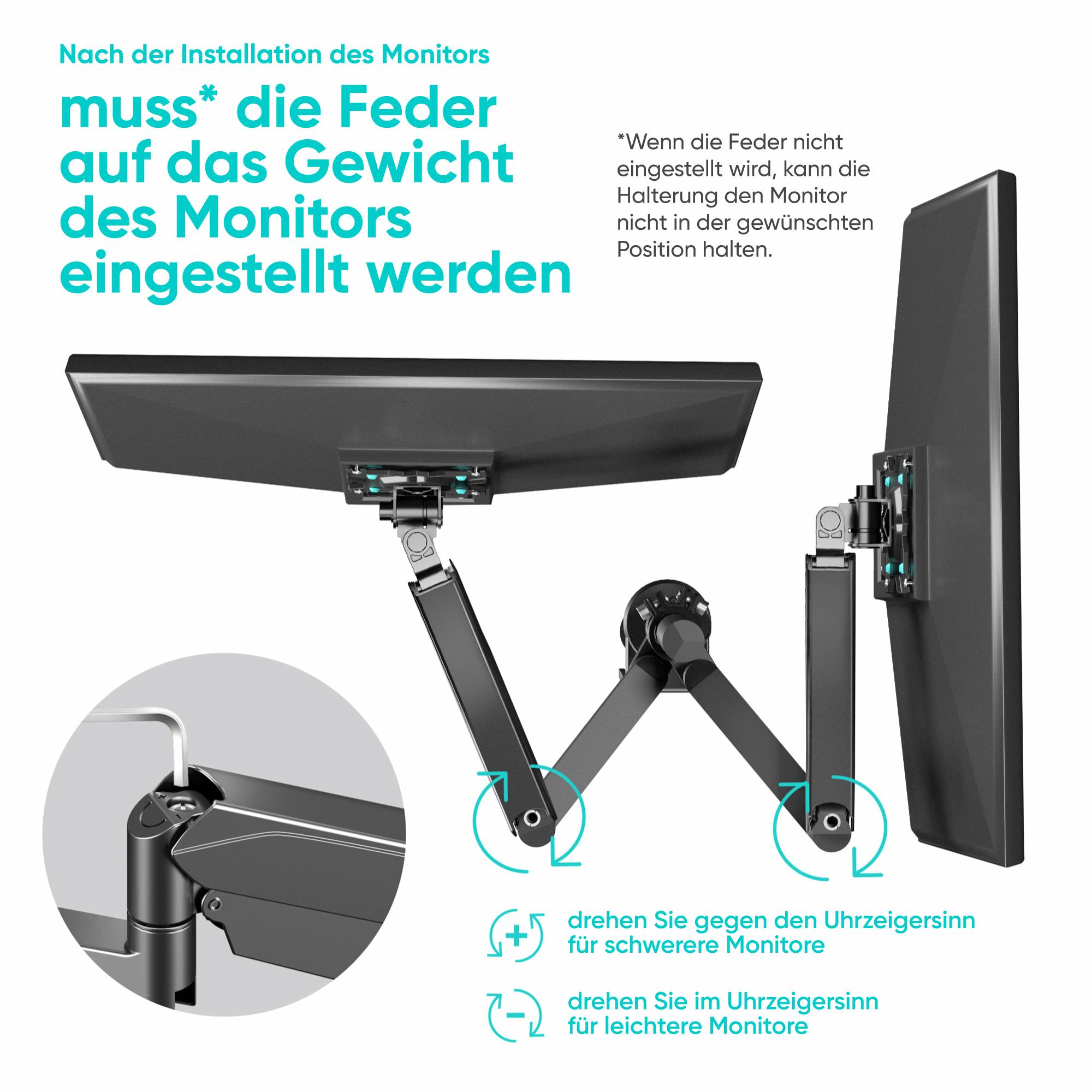 ONKRON Tischhalterung für 2 Monitore 13-32", bis 8 kg, VESA 75x75/100x100, Schwarz G140-3