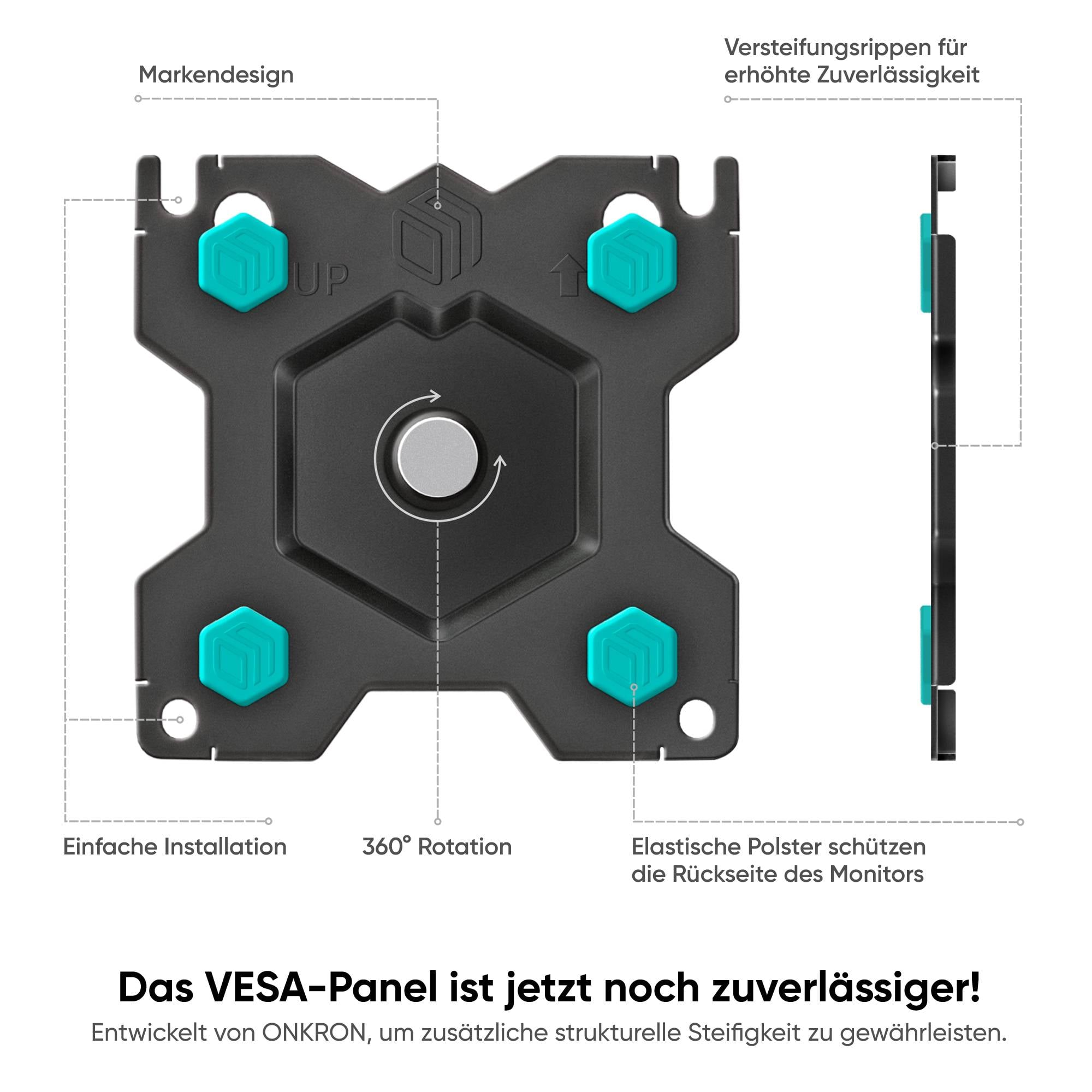 ONKRON Tischhalterung für 2 Monitore 13-32", bis 8 kg, VESA 75x75/100x100, Schwarz G140-4