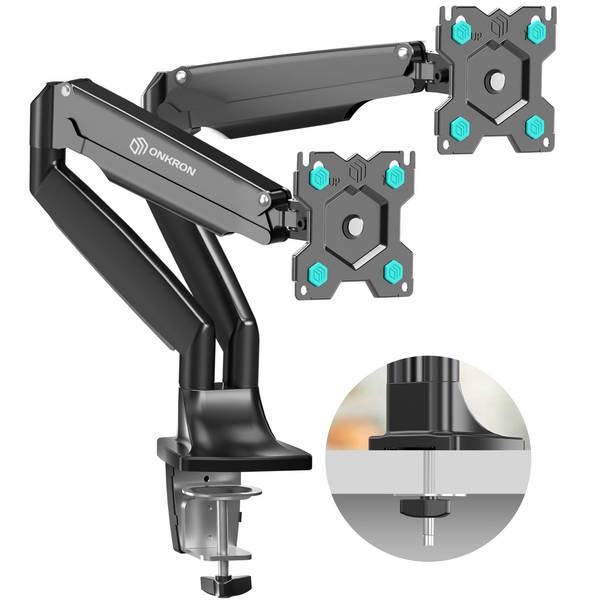 ONKRON Dual Monitor Halterung 13"-32", 9 kg max (x2), VESA 75x75-100x100, neigbar, G200-B Schwarz