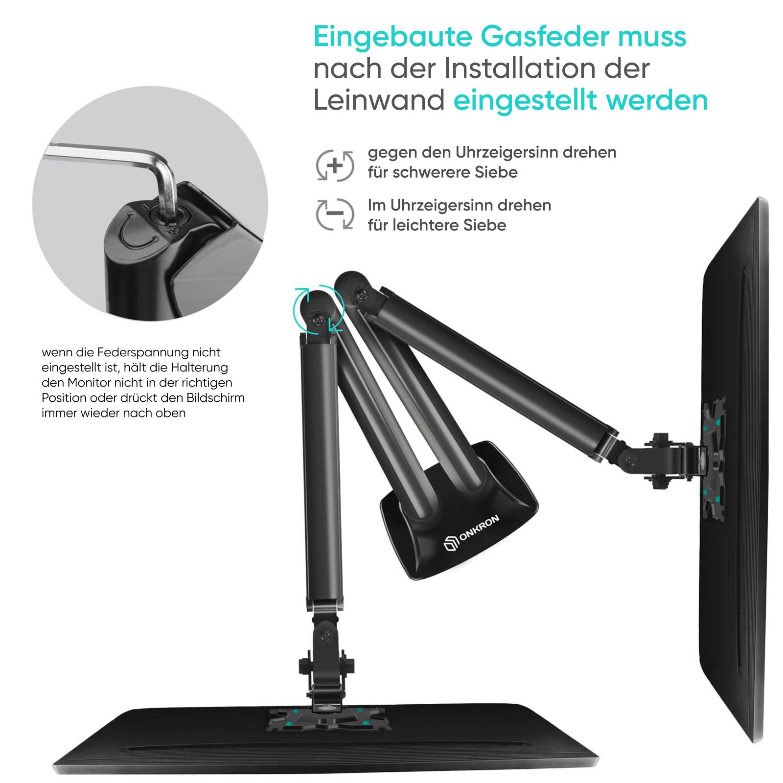 ONKRON Dual Monitor Halterung 13"-32", 9 kg max (x2), VESA 75x75-100x100, neigbar, G200-B Schwarz-3