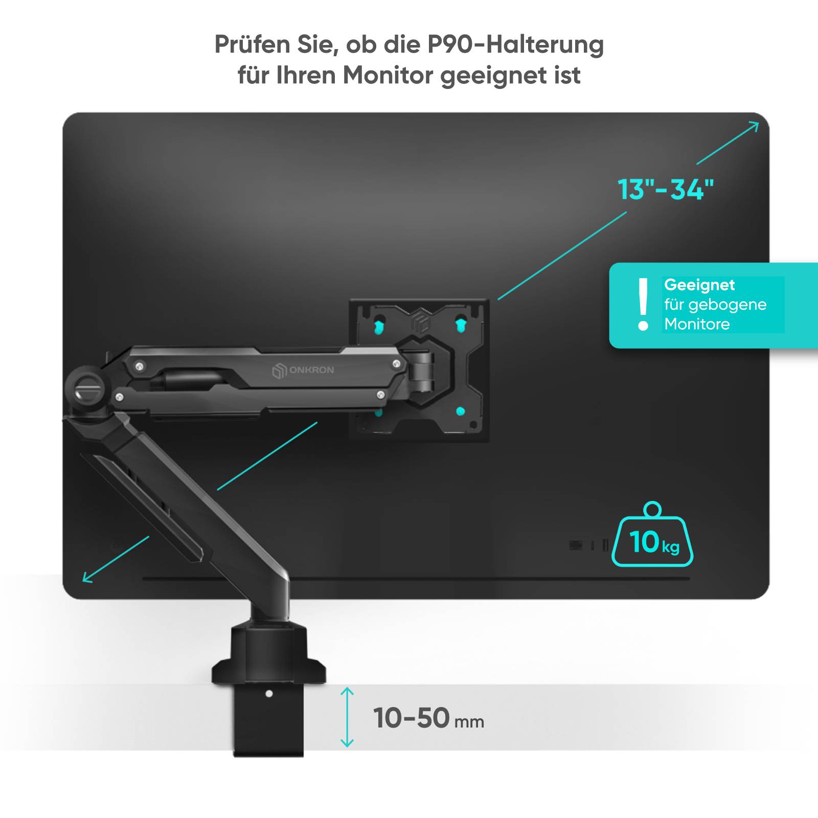 ONKRON Monitorhalterung Tisch für 13-34", VESA 75x75 & 100x100, G90-B-4