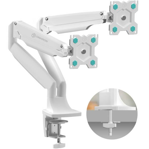 ONKRON Dual Monitor Halterung 13"-32", 9 kg max (x2), VESA 75x75-100x100, neigbar, G200-W Weiß
