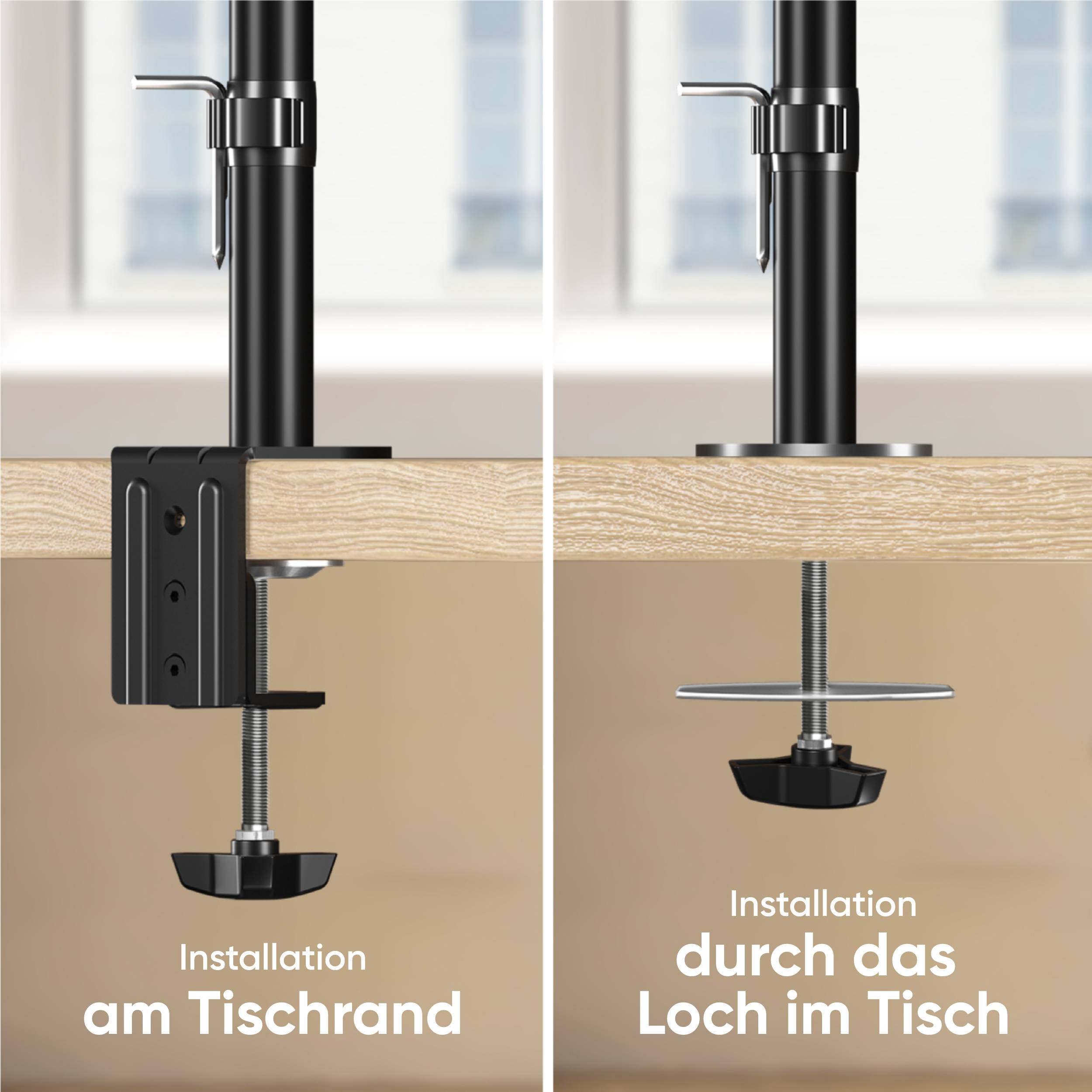 ONKRON Doppel Monitorhalterung für 2 Monitore 13-34", bis 8 kg, VESA 75x75 & 100x100, D208E-4