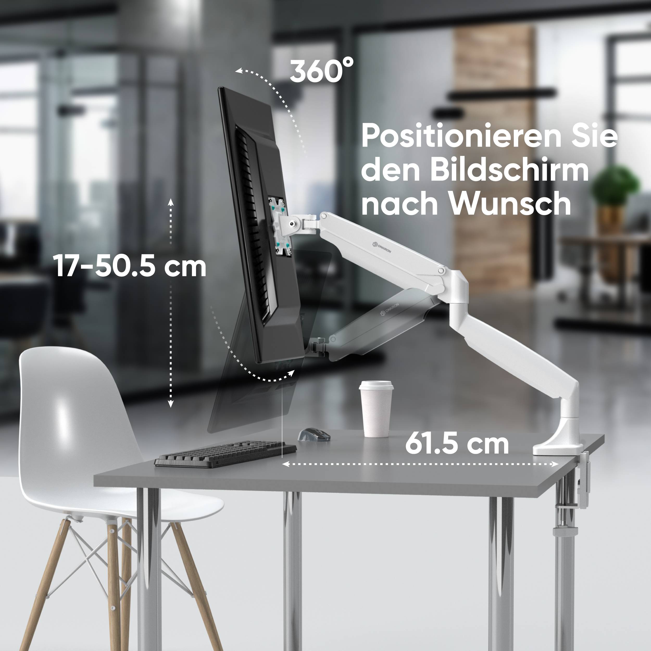 ONKRON Monitorhalterung Tisch für 13-32 Zoll, VESA 75x75 & 100x100, schwenkbar,G100-W-5