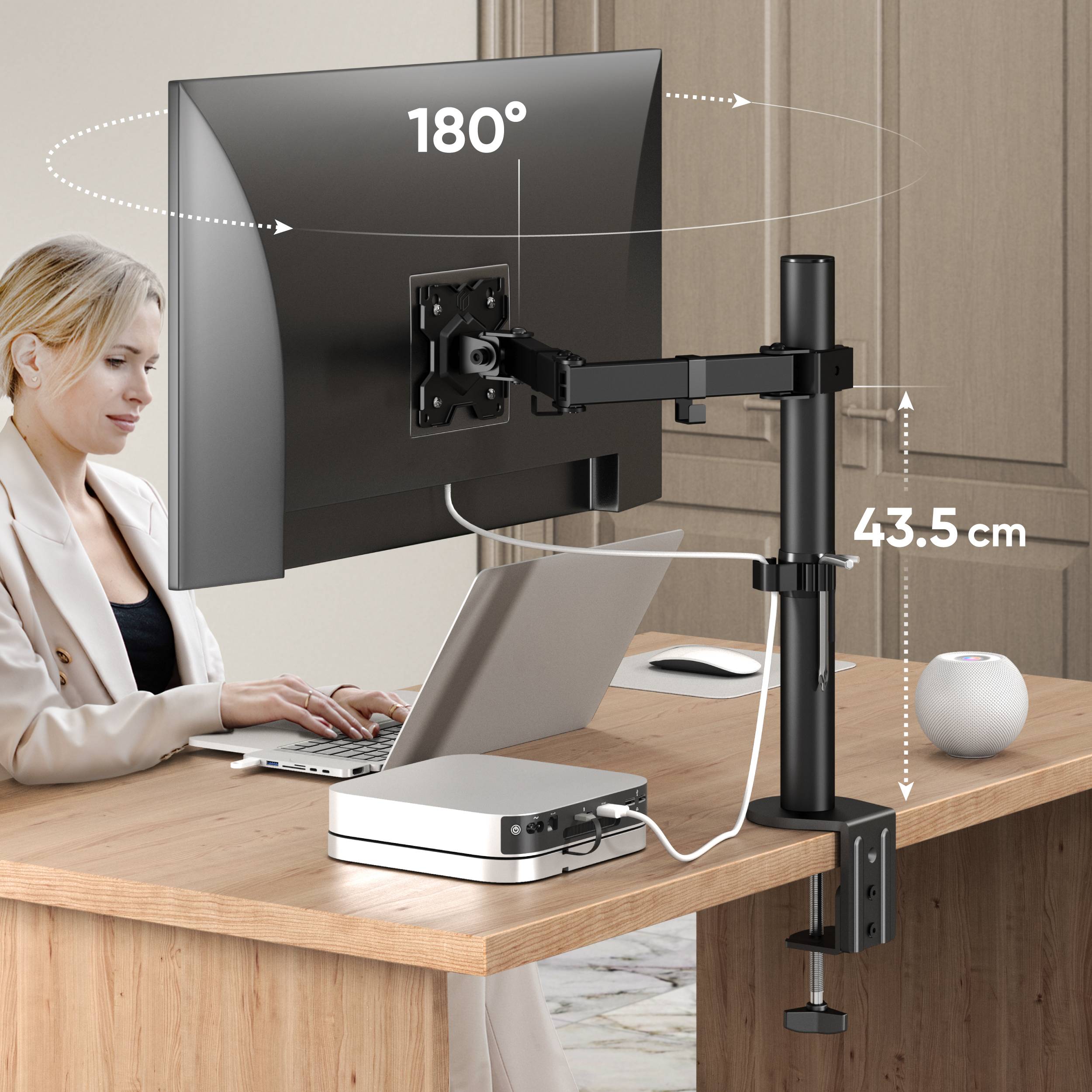 ONKRON Monitorhalterung Tisch für 13-34 Zoll bis 8 kg, VESA 75x75 & 100x100, D121E-2