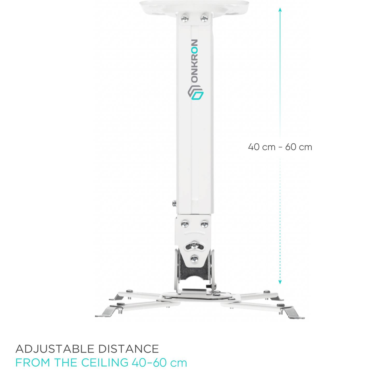 ONKRON Halterung Beamer Decke & Wand für Projektoren bis 10 kg,Weiß K5A-5