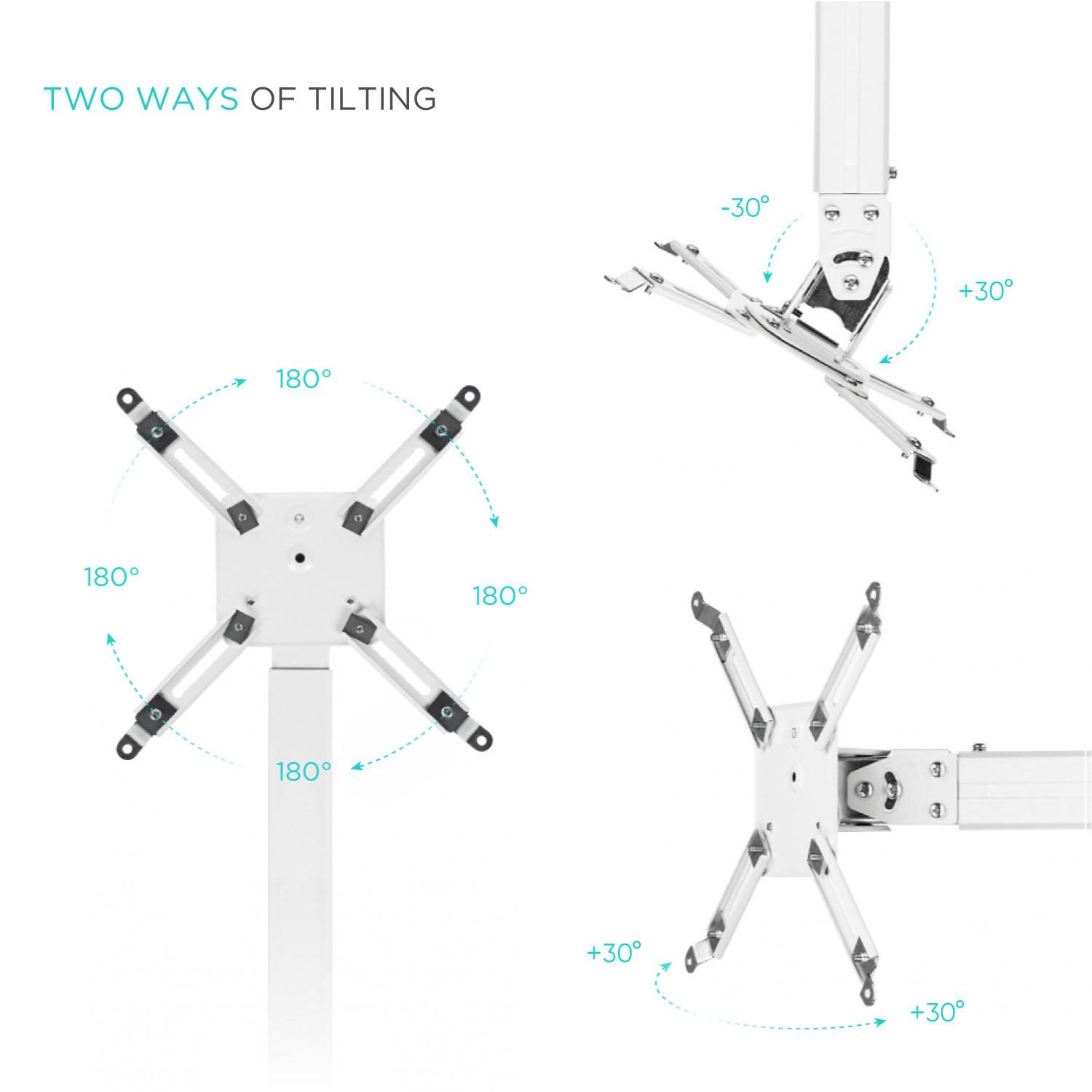 ONKRON Halterung Beamer Decke & Wand für Projektoren bis 10 kg,Weiß K5A-3