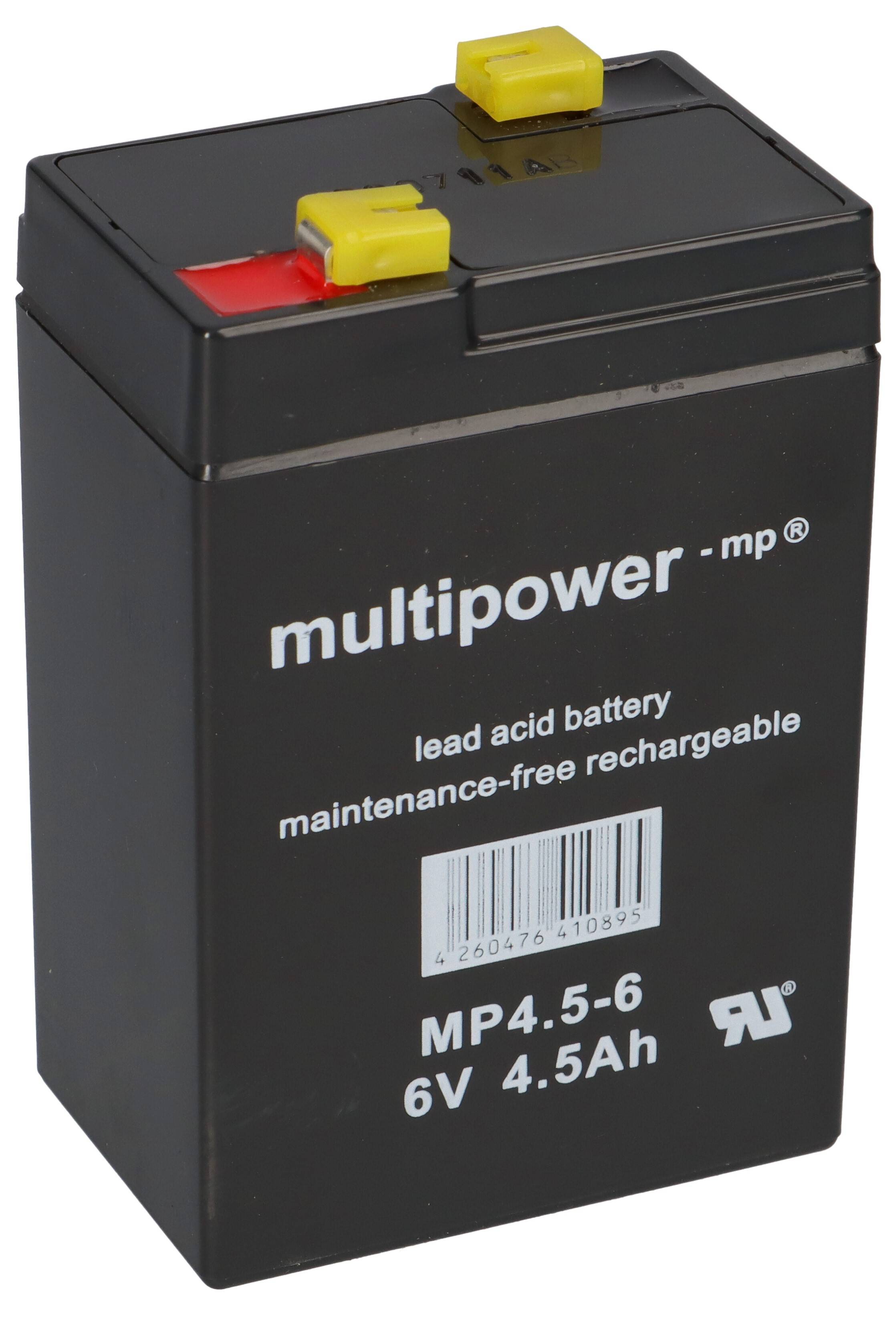 Multipower MP4,5-6 AGM Bleiakku 6V 4,5Ah – F4,8-0
