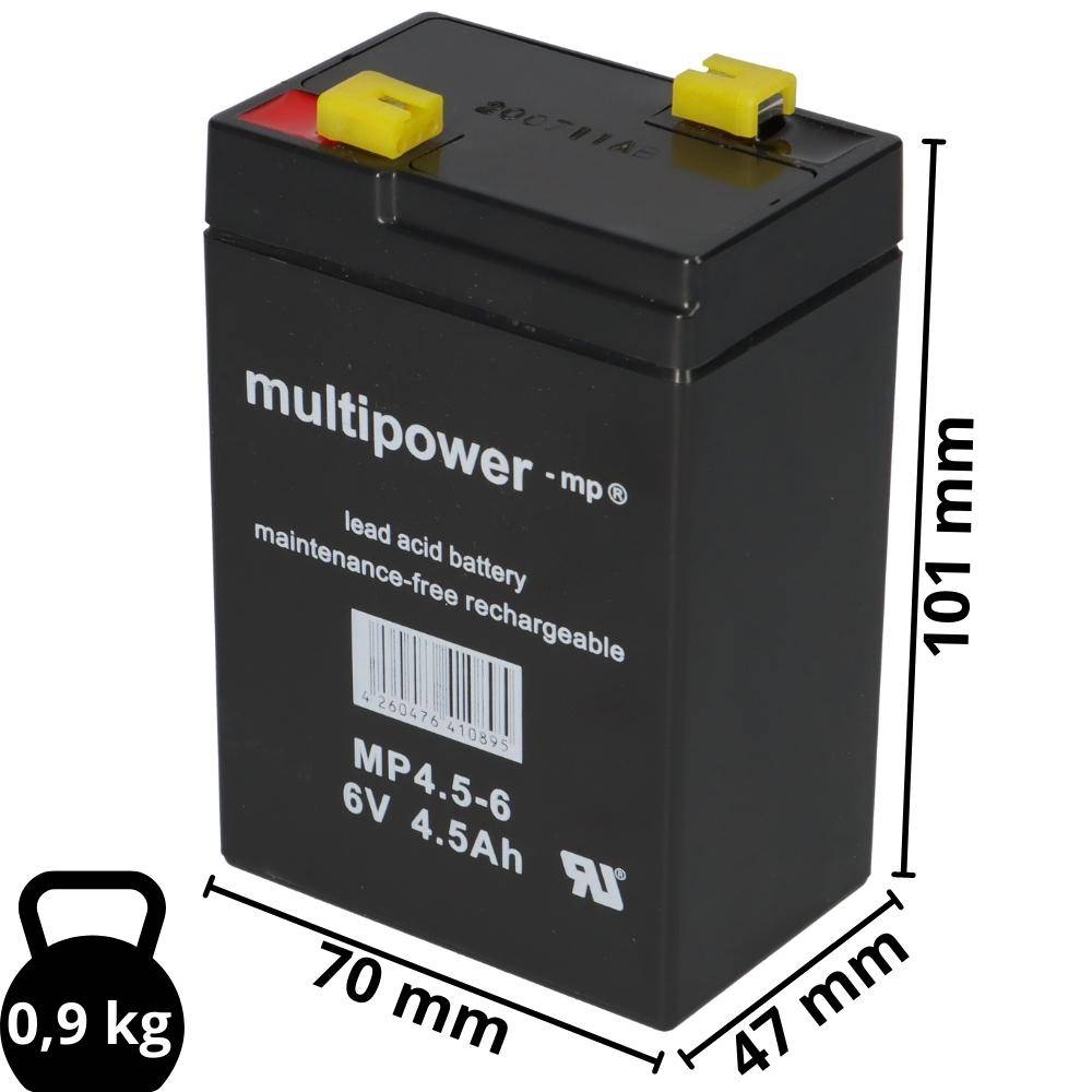 Multipower MP4,5-6 AGM Bleiakku 6V 4,5Ah – F4,8-1